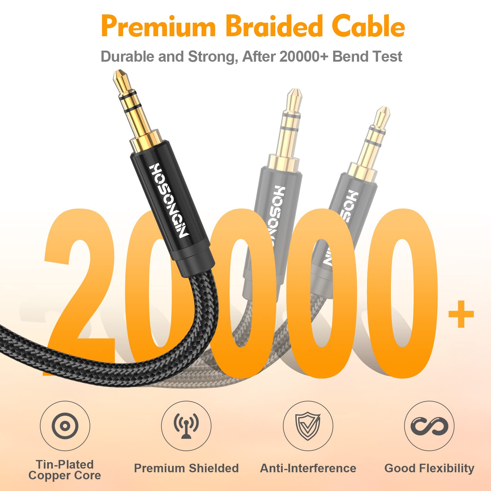 Foto 6 pulgar | Cable Hosongin De 3,5 Mm Macho A 2 Conectores Rca Hembra, Nailon Trenzado, Paquete De 2 - Venta Internacional.