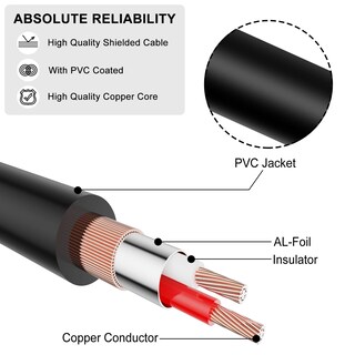 Foto 6 | Cable De Audio J&d De 3,5 Mm Macho A 2 Rca Macho Chapado En Oro, 6 M - Venta Internacional.