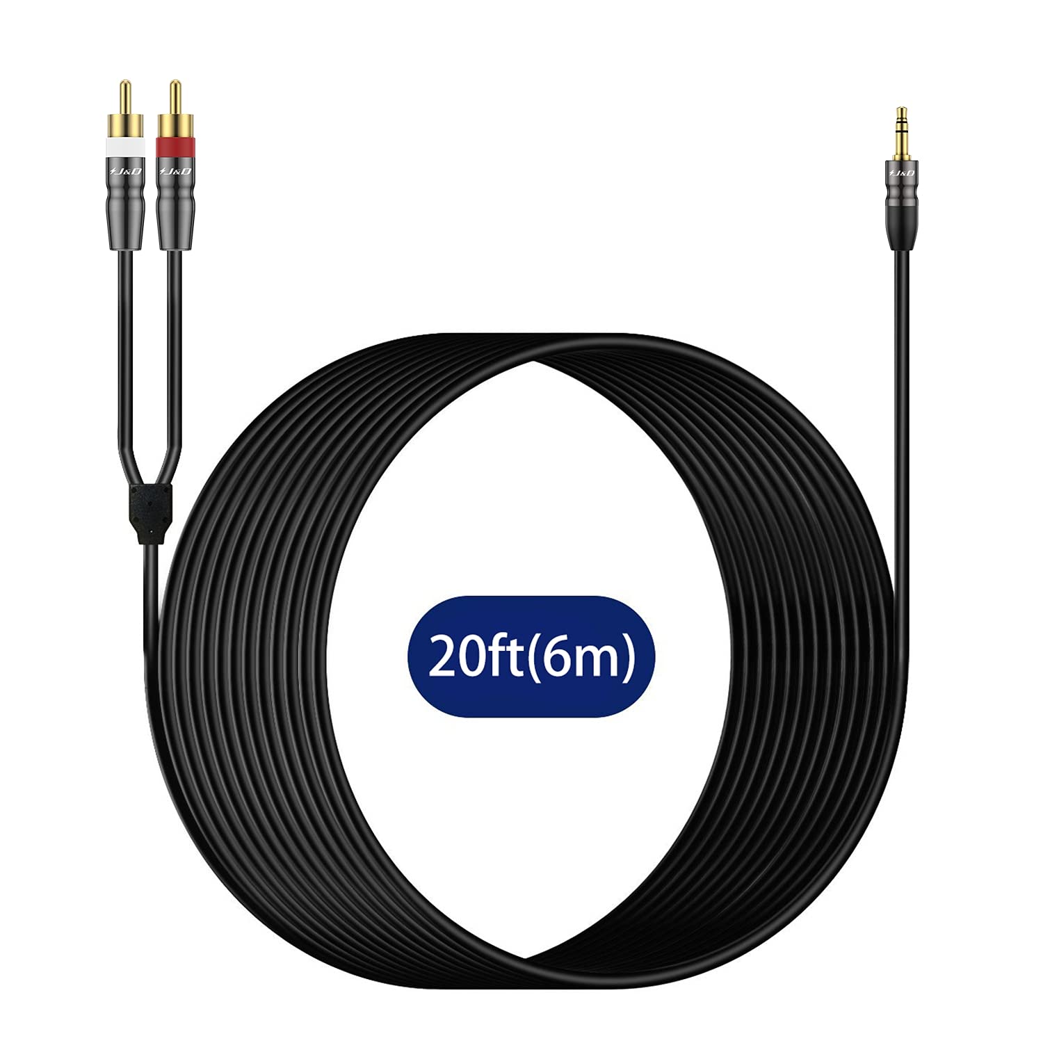Foto 8 pulgar | Cable De Audio J&d De 3,5 Mm Macho A 2 Rca Macho Chapado En Oro, 6 M - Venta Internacional.