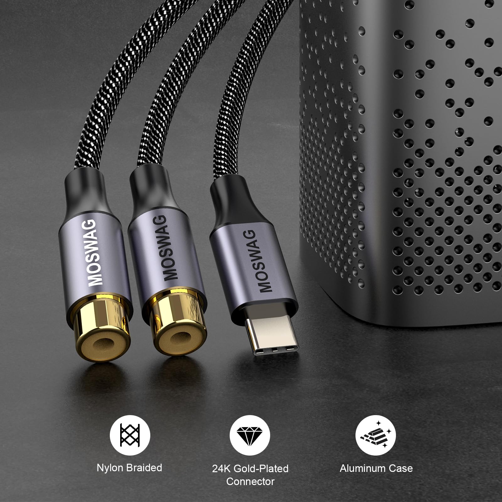Foto 5 pulgar | Cable Auxiliar Estéreo Tipo C A Rca Dual Moswag - Venta Internacional.