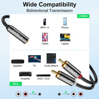 Foto 4 | Cable J&d Hembra De 3,5 Mm A 2 Rca Macho Chapado En Oro, 60 Cm - Venta Internacional.