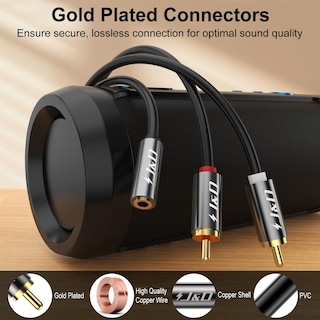 Foto 6 | Cable J&d Hembra De 3,5 Mm A 2 Rca Macho Chapado En Oro, 60 Cm - Venta Internacional.