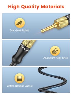 Foto 4 | Cable Auxiliar Vanaux Con Ángulo Recto De 90 Grados, Conector De 3,5 Mm, 8 M - Venta Internacional.