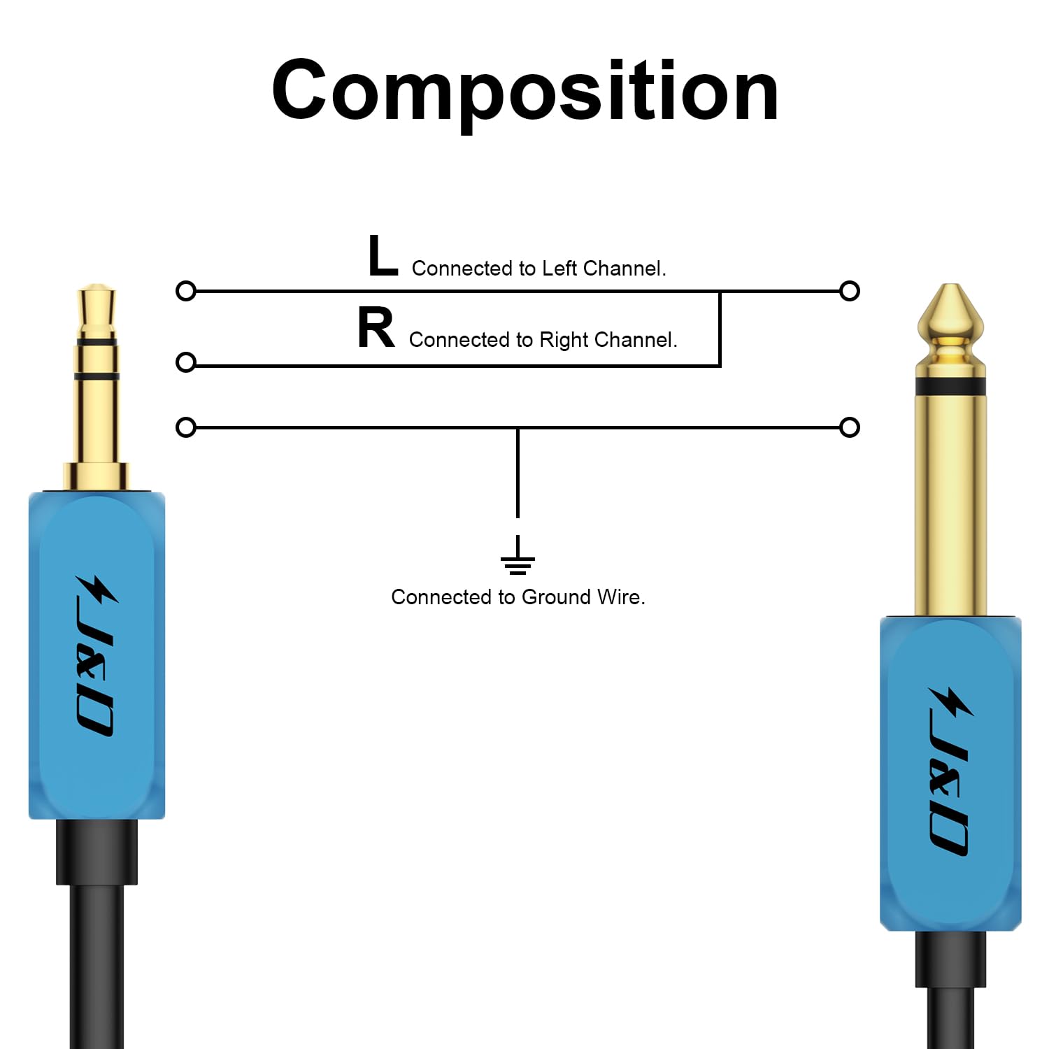Foto 3 | Cable J&d, Carcasa De Cobre De Alta Resistencia, 6 Pies, 1/4 Ts A 3,5 Mm Trs - Venta Internacional.