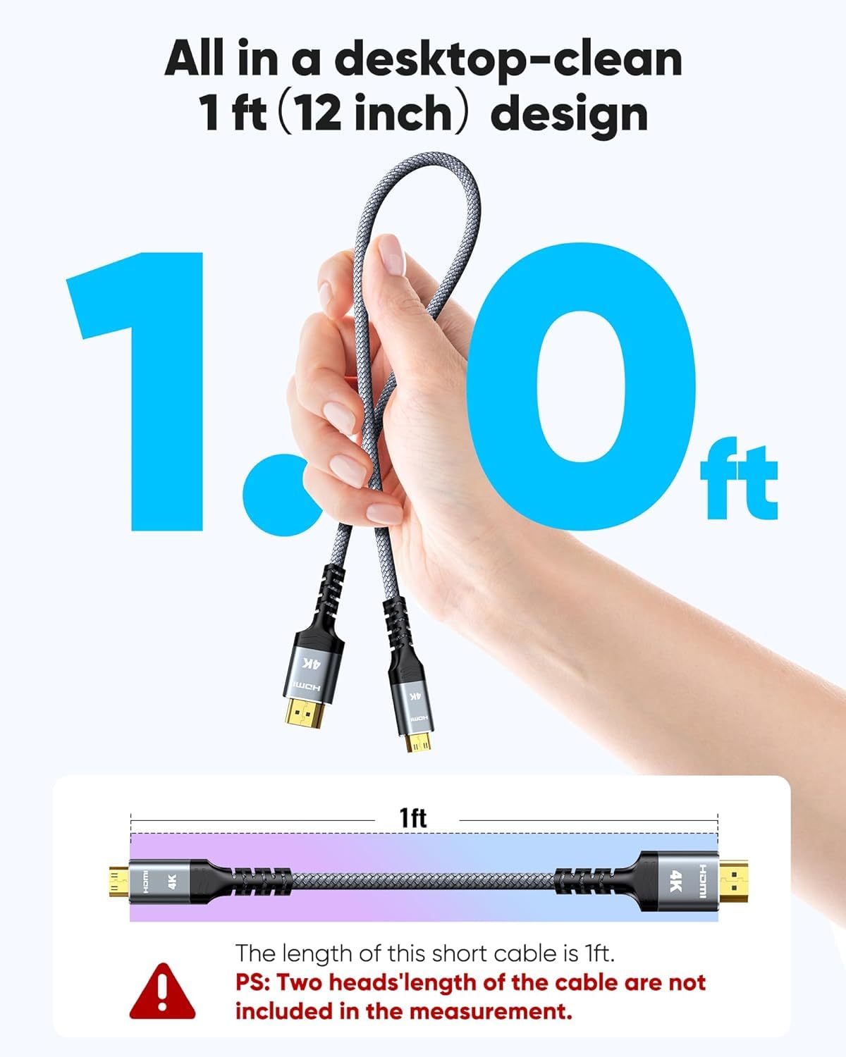 Foto 3 | Adaptador De Cable Highwings Mini Hdmi A Hdmi 4k 60 Hz 30 Cm - Venta Internacional.