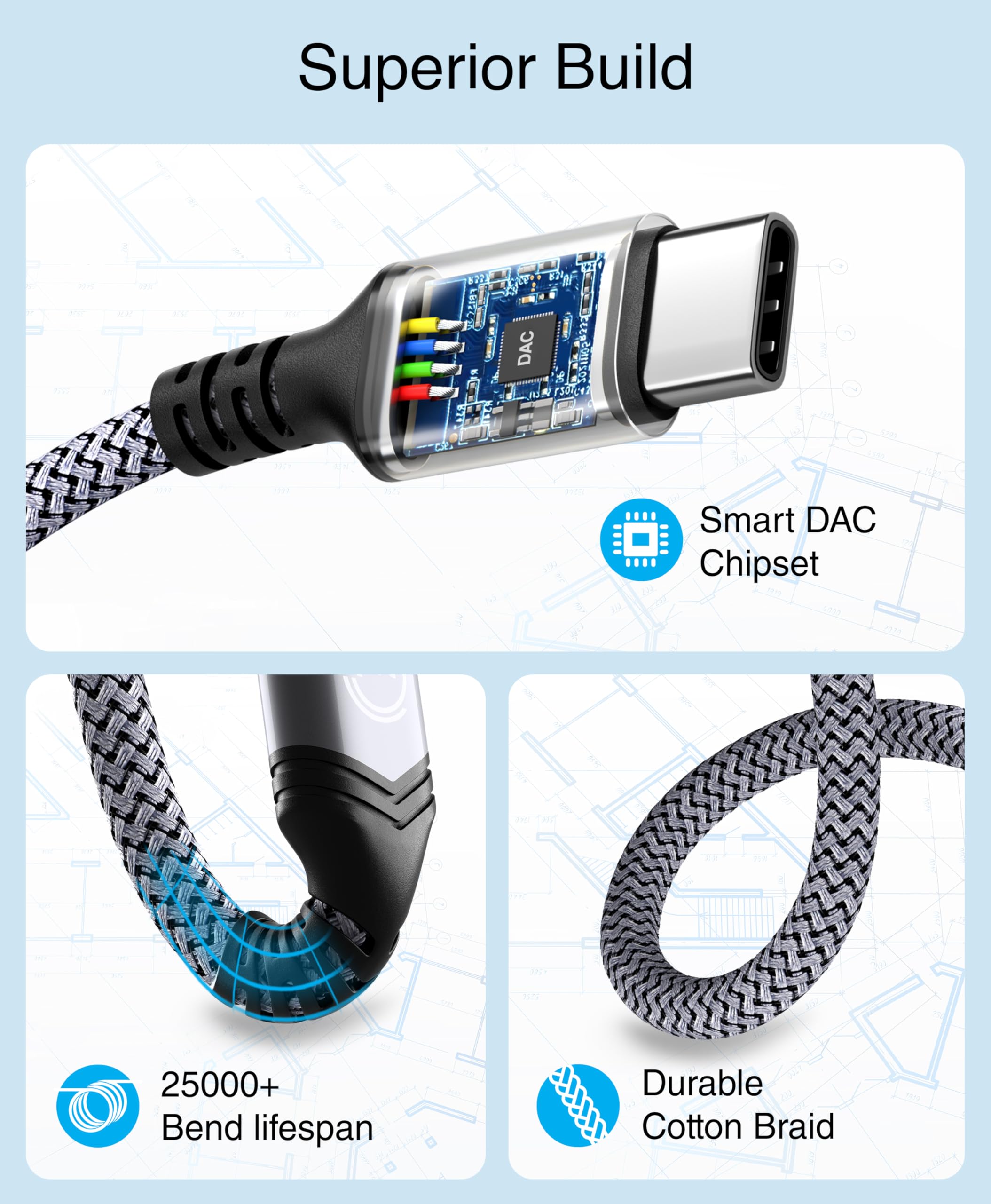 Foto 6 pulgar | Cable De Audio Usb C A 3,5 Mm Bluerigger De 6 Pies Para Teléfono Y Tableta - Venta Internacional.