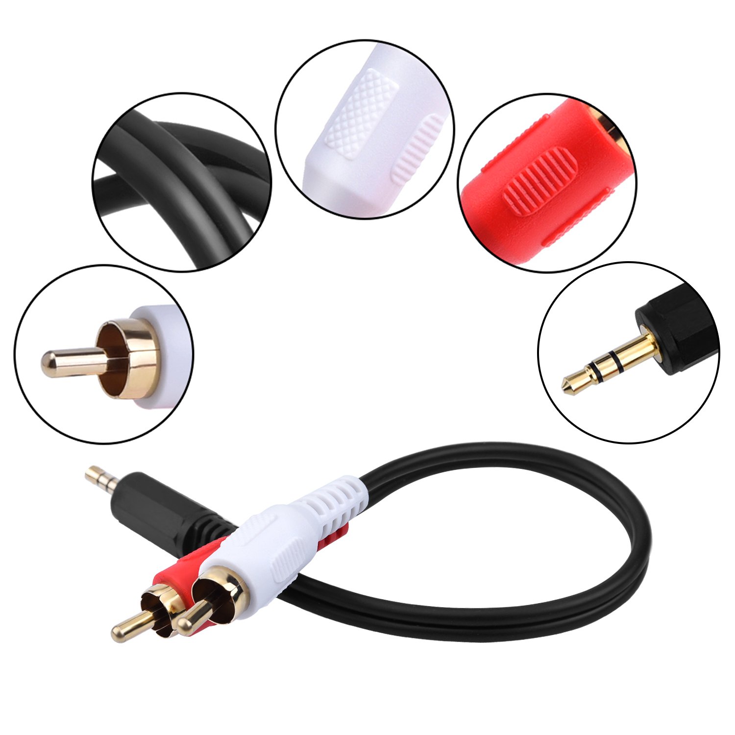 Foto 4 | Paquete De 2 Cables De Audio Eboot De 15 Cm Y 3,5 Mm Macho A 2 Rca Macho - Venta Internacional.