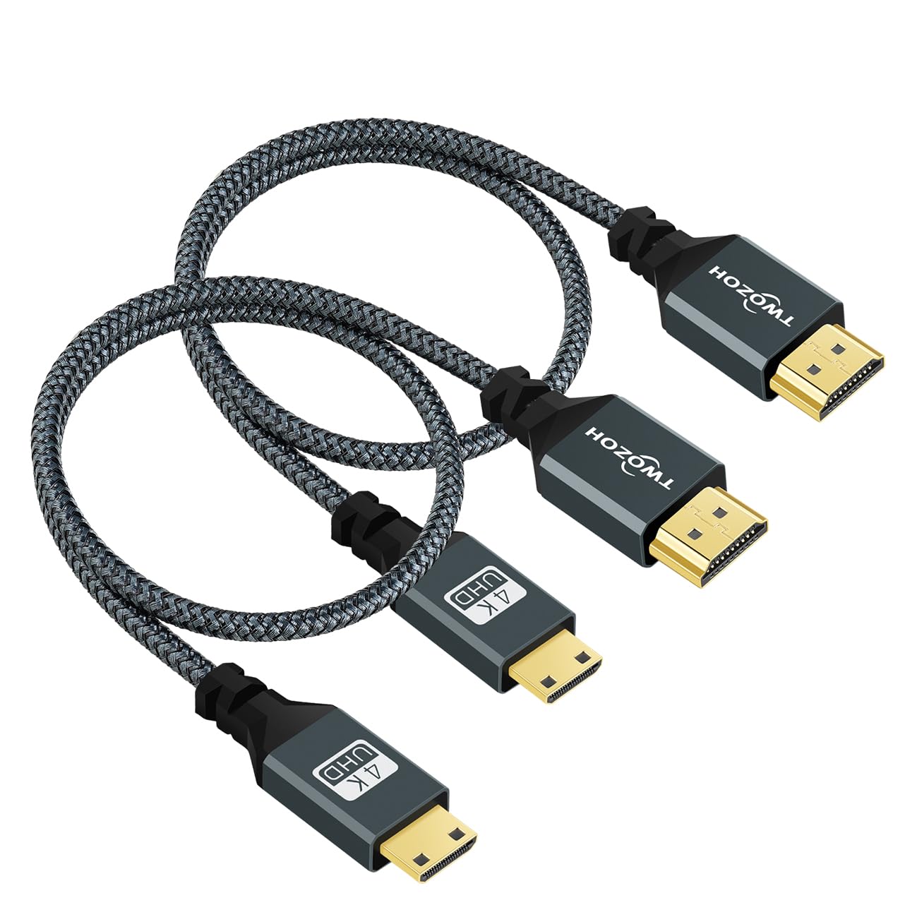 Foto 2 pulgar | Cable Hdmi A Hdmi Twozoh Mini De 30 Cm, Paquete De 2 Unidades 3d/4k @60hz, Nailon - Venta Internacional.