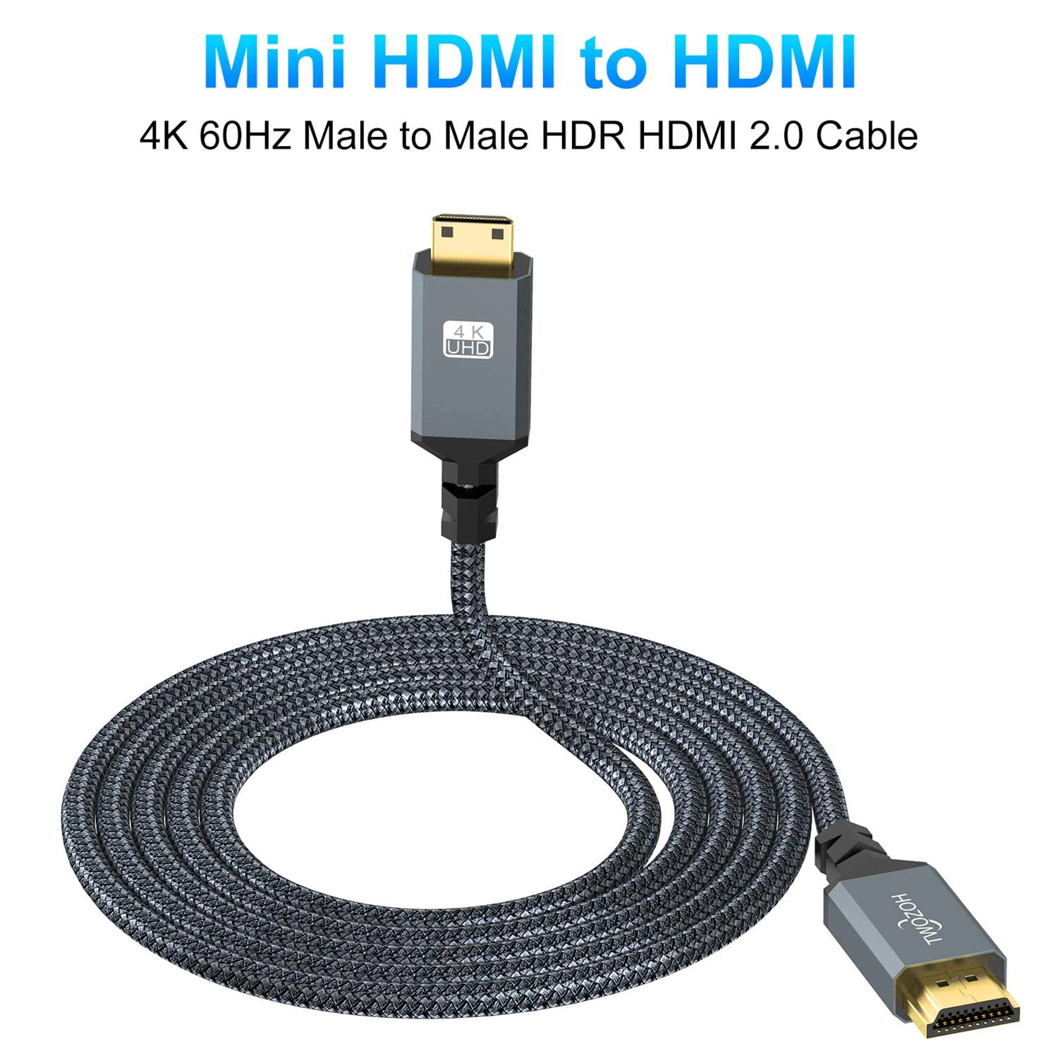 Foto 6 pulgar | Cable Hdmi A Hdmi Twozoh Mini De 30 Cm, Paquete De 2 Unidades 3d/4k @60hz, Nailon - Venta Internacional.