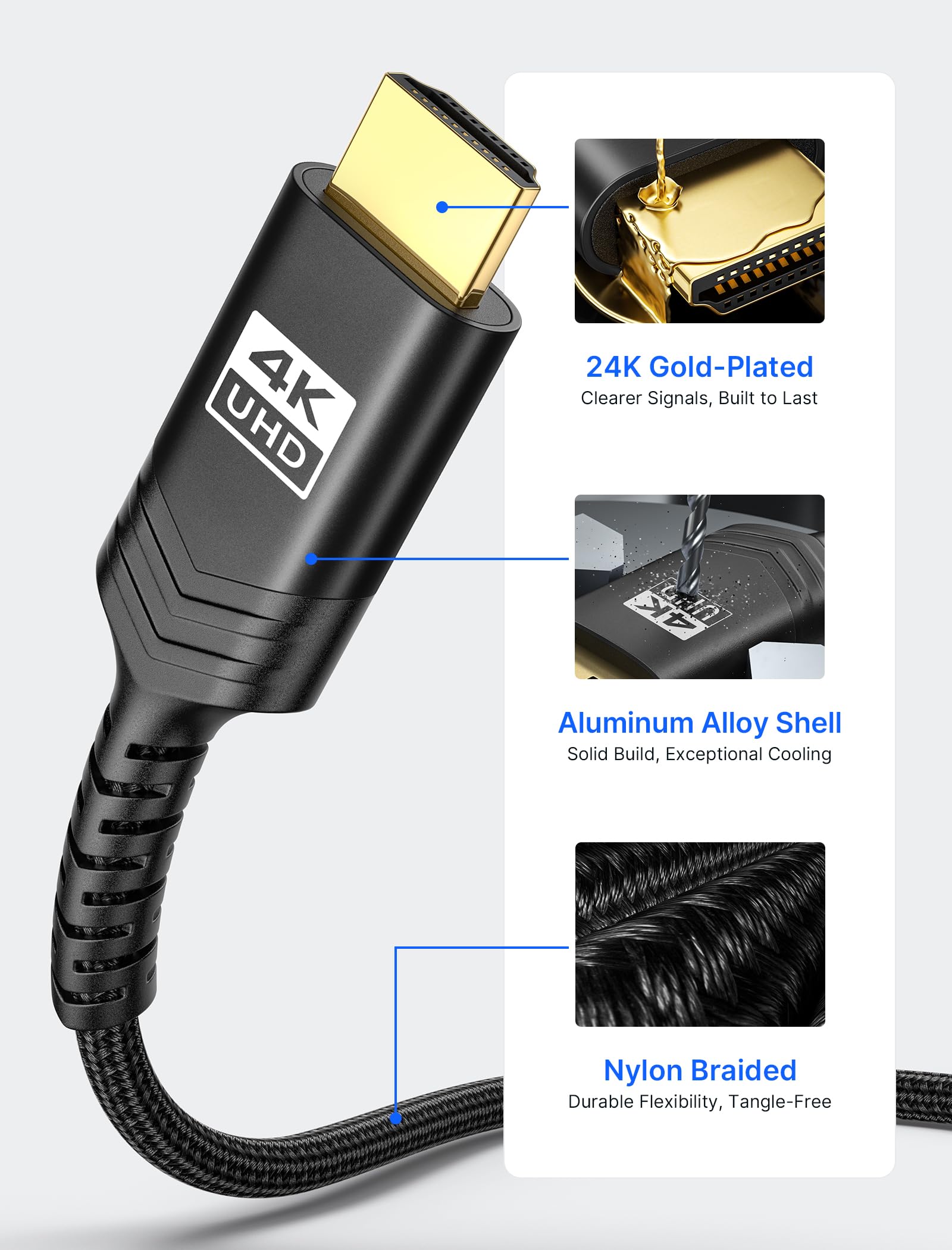 Foto 8 pulgar | Cable Hdmi Jsaux Mini Hdmi A Hdmi 2.0 4k 60 Hz 15 Pies Negro - Venta Internacional.
