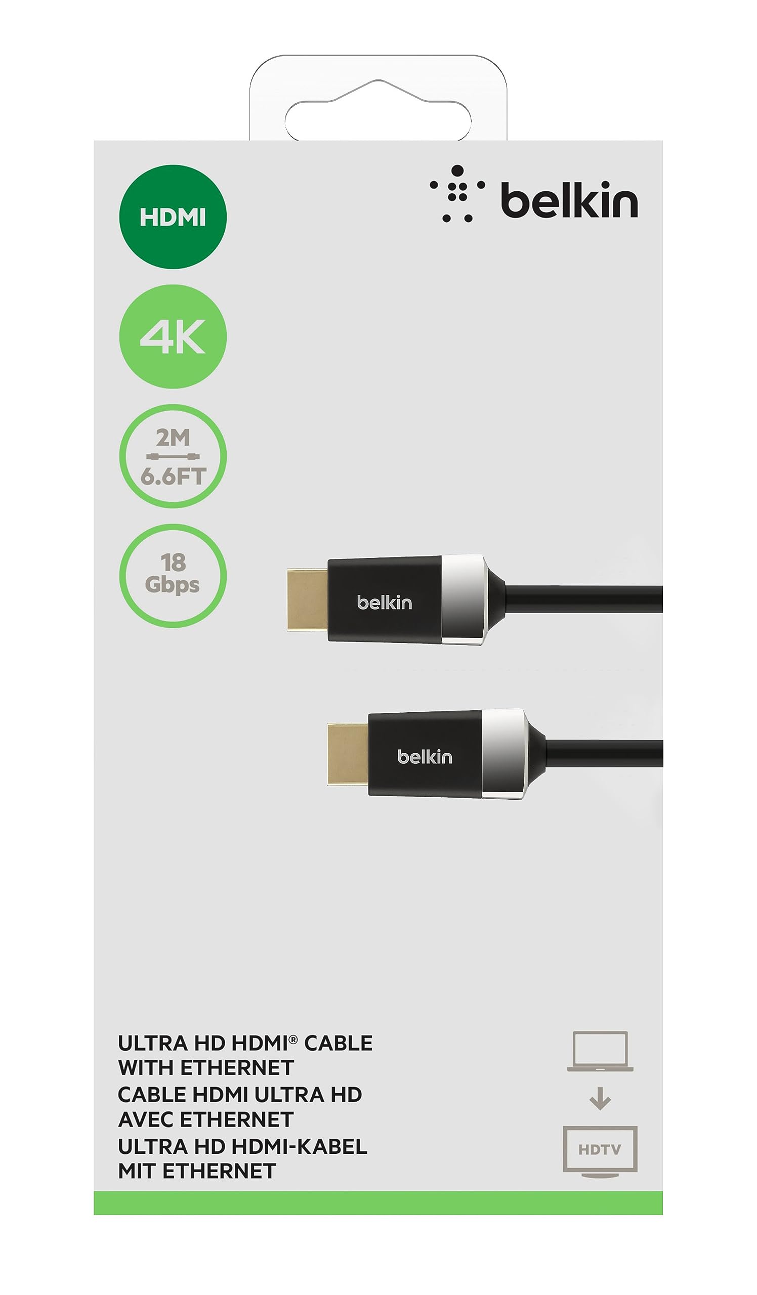 Foto 3 pulgar | Cable Hdmi Belkin Hdtv De Alta Velocidad De 2 M 4k/ultra Hd Hdr 3d - Venta Internacional.