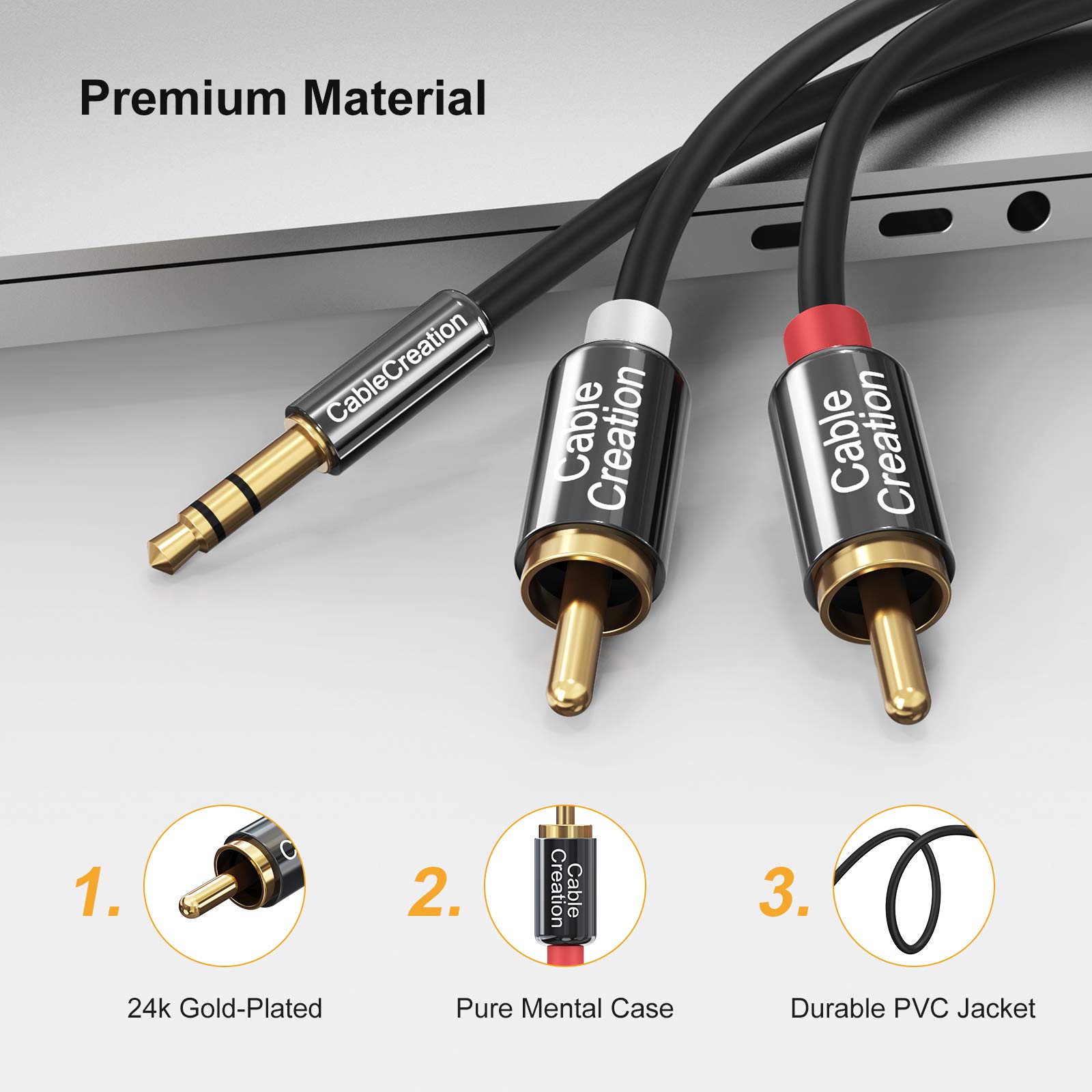 Foto 3 pulgar | Cable De Audio Cablecreation De 3,5 Mm A Rca De 1 M, 2 Unidades Estéreo - Venta Internacional.