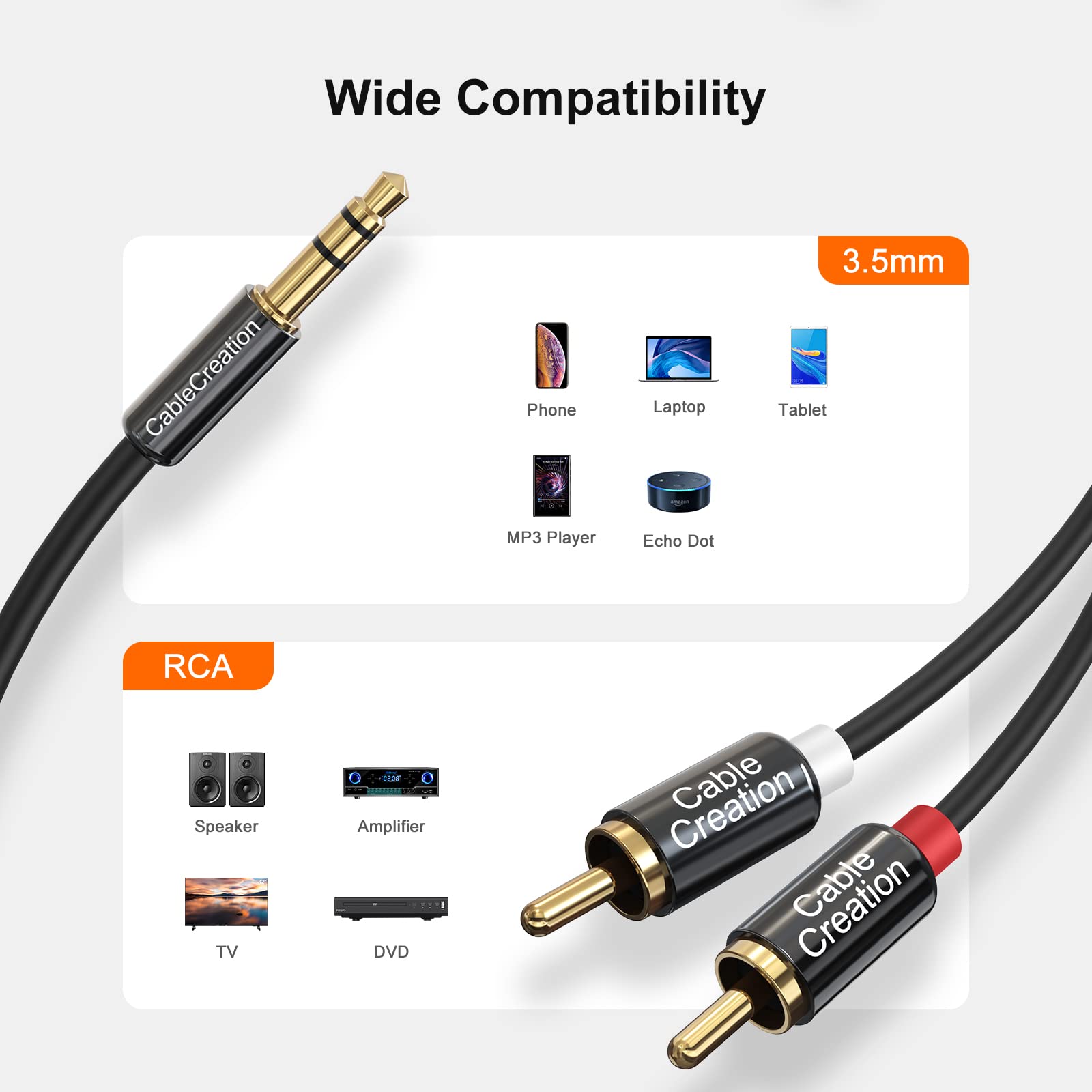 Foto 8 pulgar | Cable De Audio Cablecreation De 3,5 Mm A Rca 2rca De 2 M, Paquete De 2 - Venta Internacional.