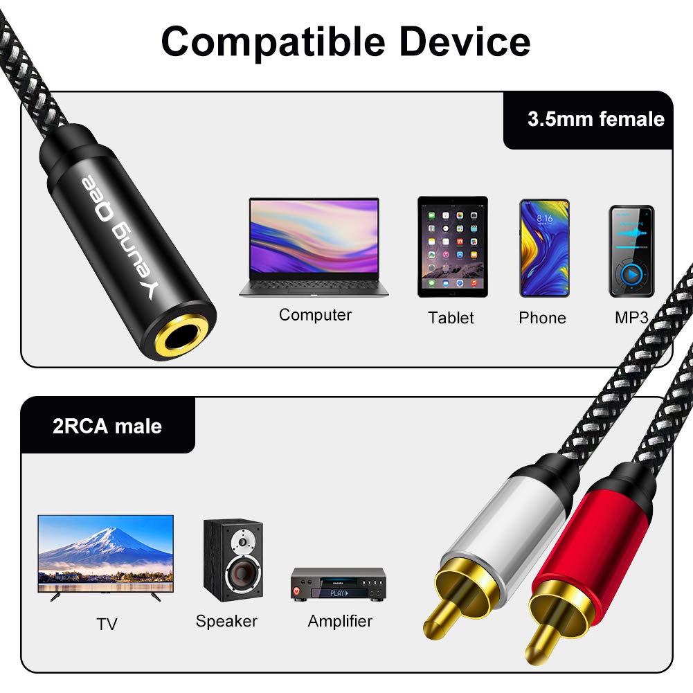 Foto 3 | Cable Adaptador De Audio Yeung Qee De 3,5 Mm Hembra A 2rca Macho - Venta Internacional.