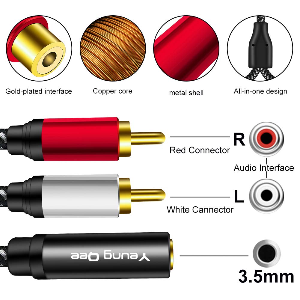 Foto 4 | Cable Adaptador De Audio Yeung Qee De 3,5 Mm Hembra A 2rca Macho - Venta Internacional.