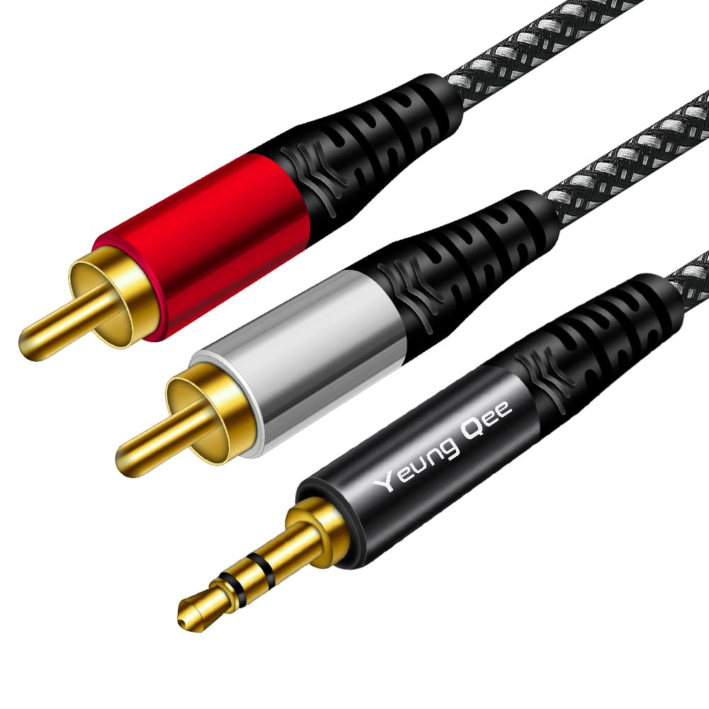 Foto 2 pulgar | Cable De Audio Yeung Qee De 3,5 Mm Macho A 2rca Macho, Nailon Trenzado De 0,5 M - Venta Internacional.