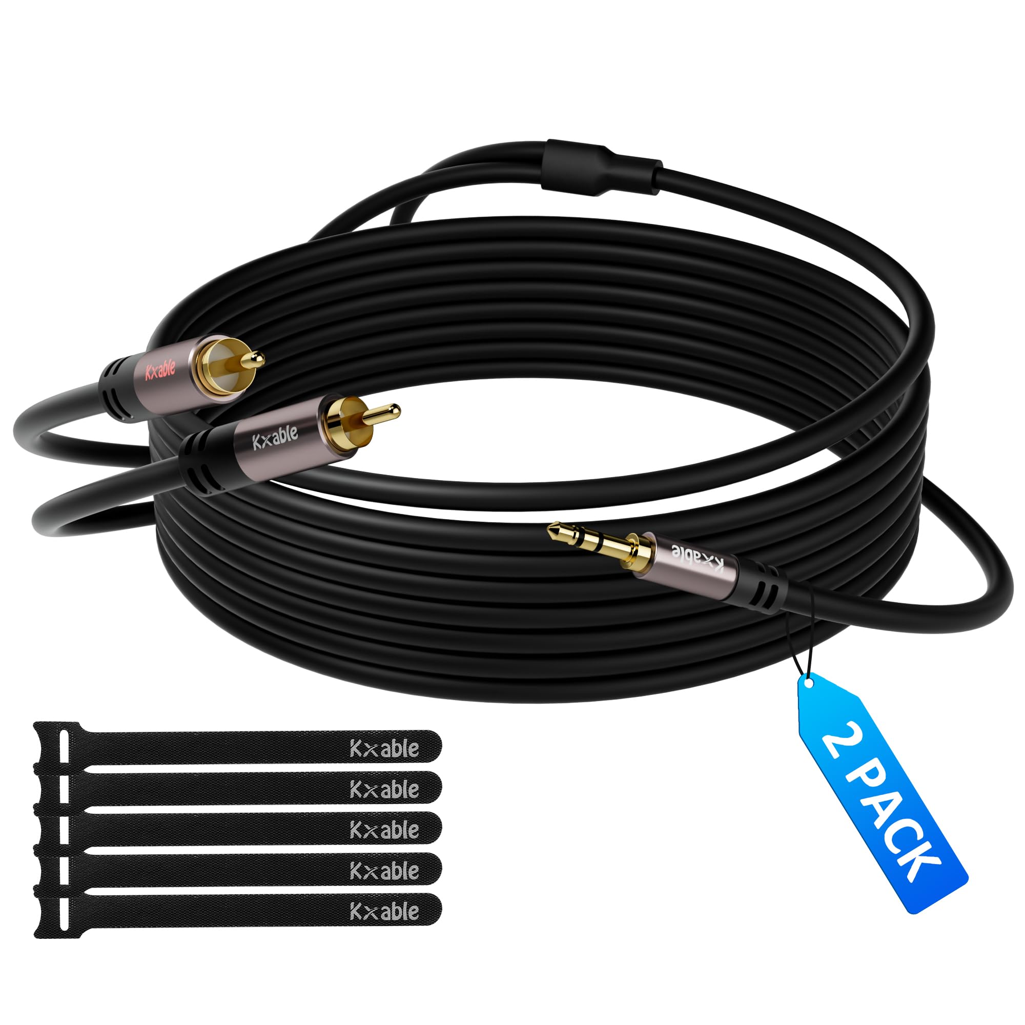 Foto 1 | Cable De Audio Ajustable De 3,5 Mm A Rca De 1,2 M, Macho A Macho, Paquete De 2 - Venta Internacional.
