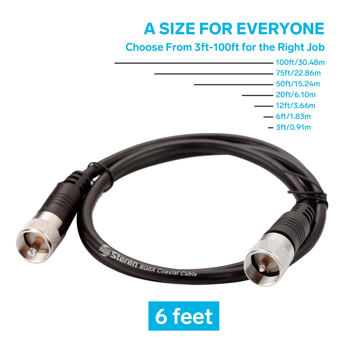 Foto 4 pulgar | Cable Coaxial Steren Rg8x De 1,82 M, Paquete De 2 Unidades Para Radio Ham, Lmr400 - Venta Internacional.