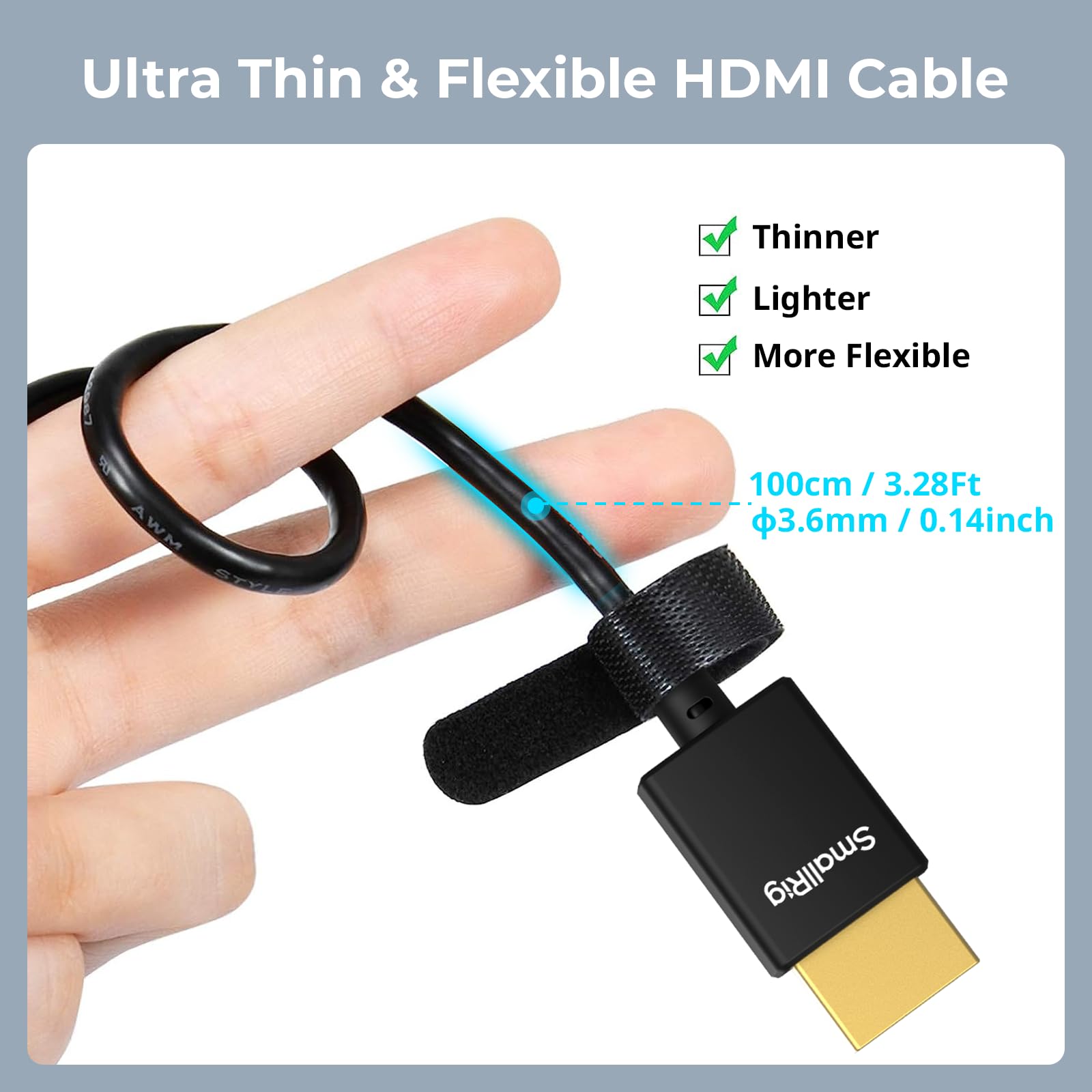 Foto 3 pulgar | Cable Hdmi Smallrig Ultra Thin 4k @60hz Tipo-a Macho De 100 Cm Para  - Venta Internacional.