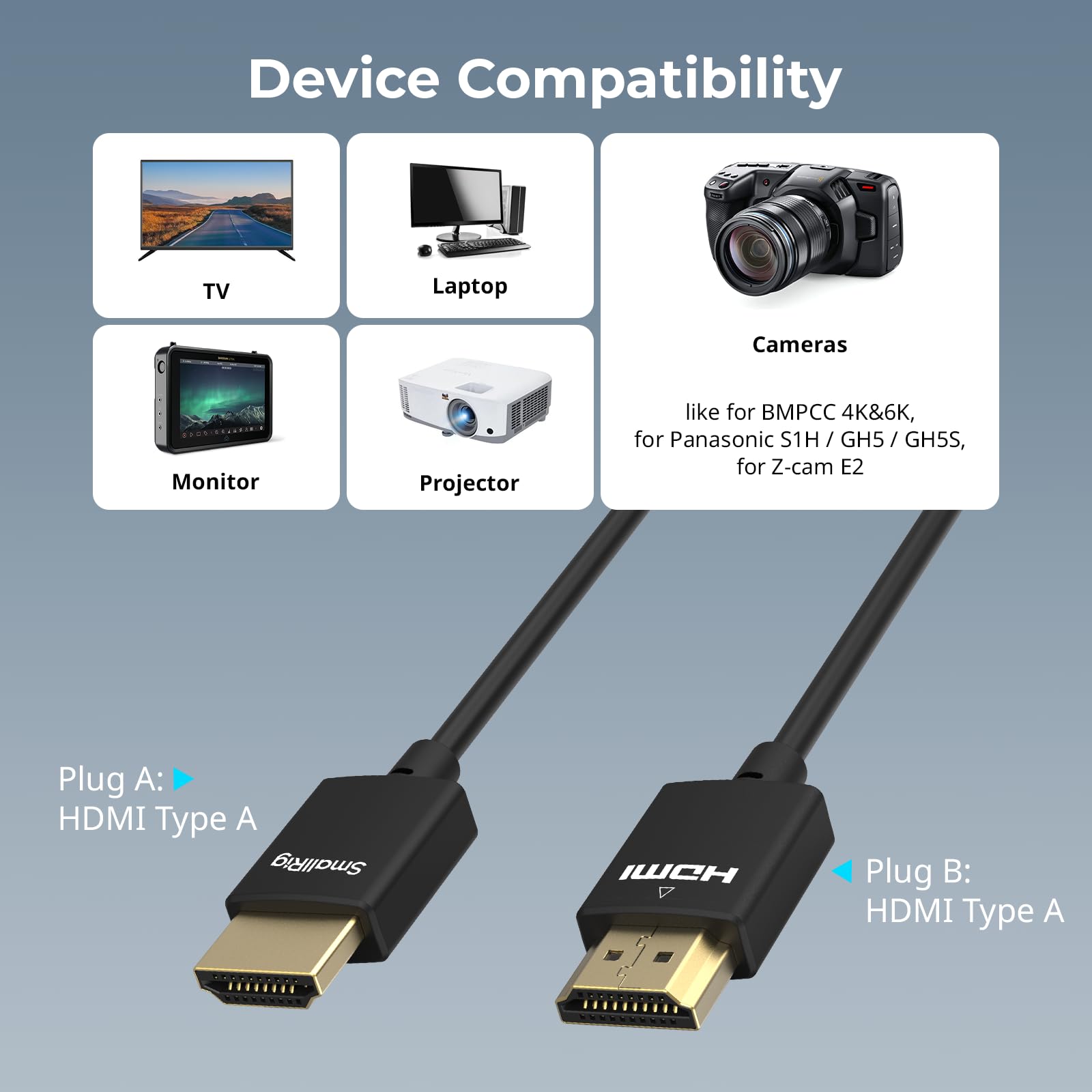 Foto 4 pulgar | Cable Hdmi Smallrig Ultra Thin 4k @60hz Tipo-a Macho De 100 Cm Para  - Venta Internacional.