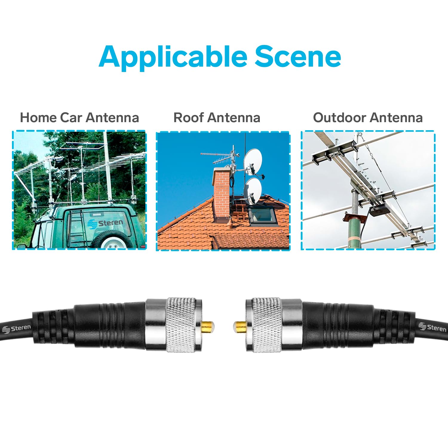 Foto 6 pulgar | Cable Coaxial Steren Rg8x De 12 Pies Con Conectores Uhf Pl259 - Venta Internacional.