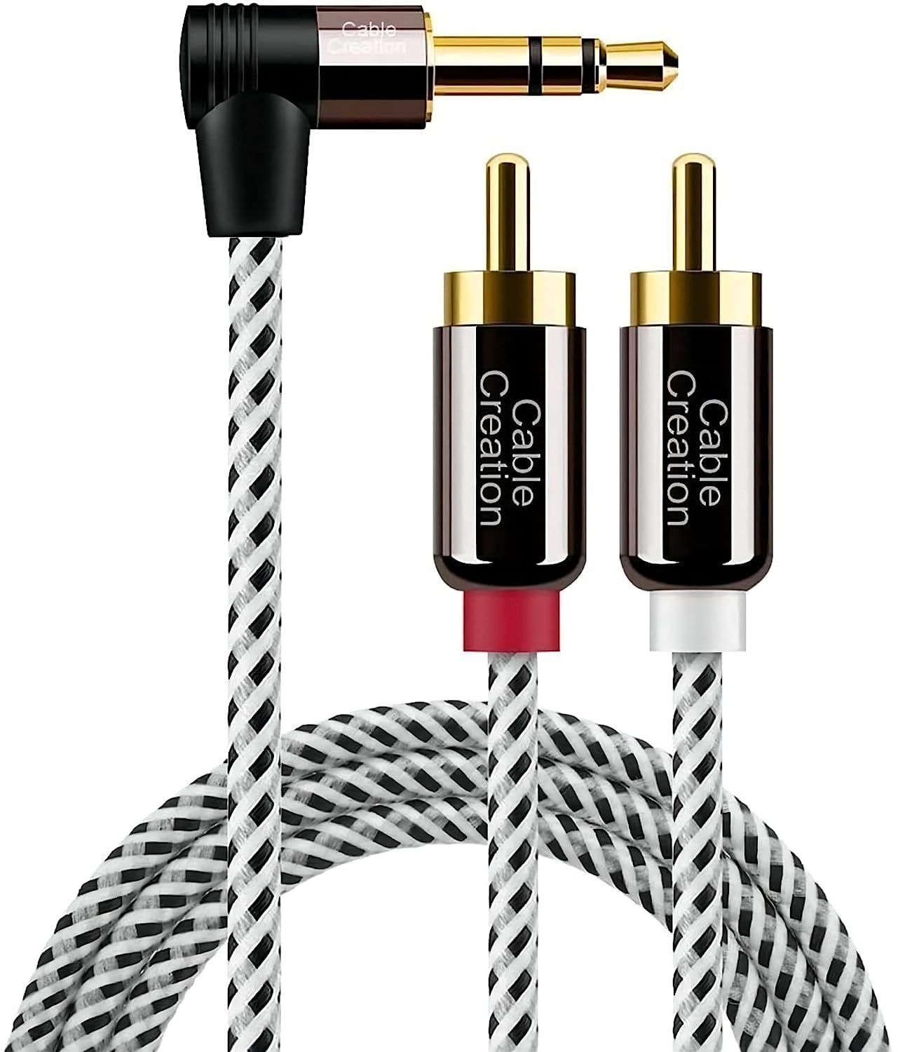 Foto 1 | Cable De Audio Cablecreation De 3,5 Mm A Rca, Ángulo De 3,5 Mm Macho A 2 Rca Macho - Venta Internacional.