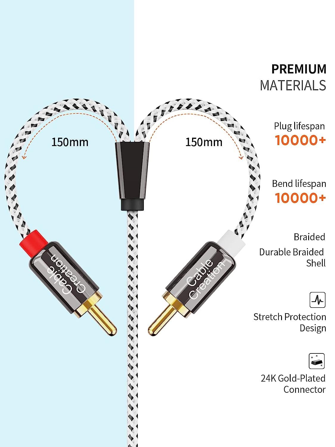 Foto 6 | Cable De Audio Cablecreation De 3,5 Mm A Rca, Ángulo De 3,5 Mm Macho A 2 Rca Macho - Venta Internacional.