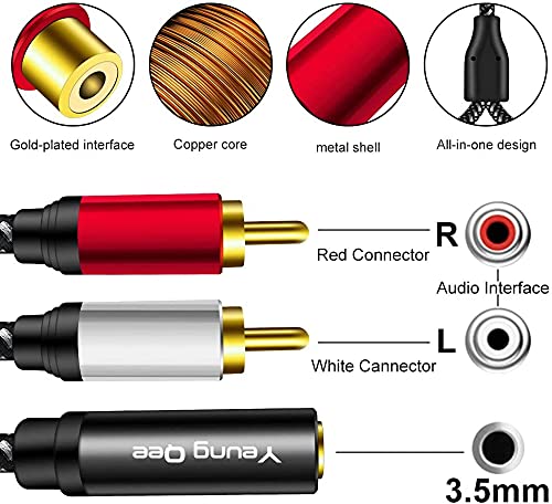 Foto 4 | Cable Adaptador De Audio Yeung Qee De 3,5 Mm Hembra A 2 Rca Macho De 5 M - Venta Internacional.