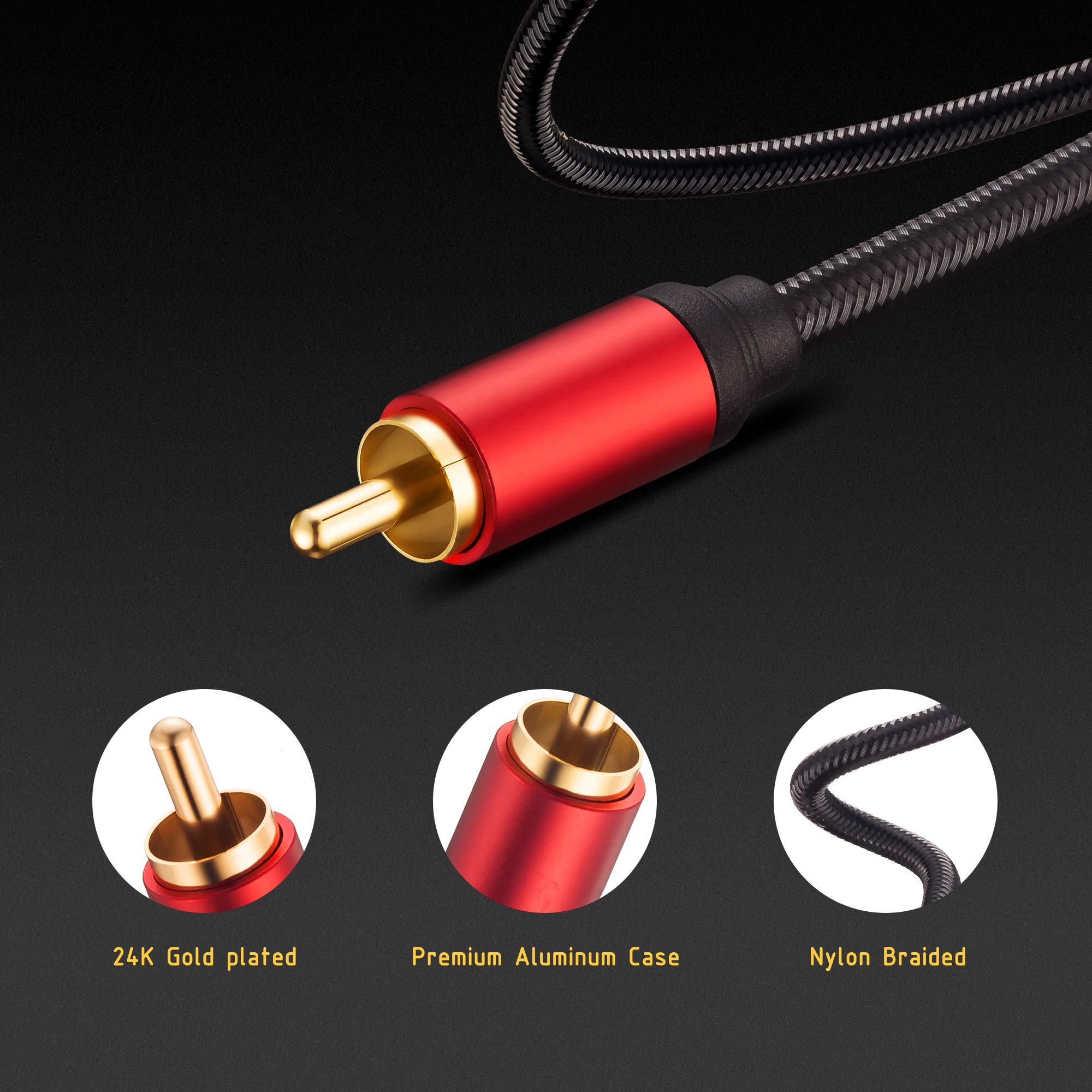 Foto 5 | Cable De Audio Rca De 3,5 Mm Macho A 2 Rca Macho De 12 Pies, Trenzado De Nailon - Venta Internacional.