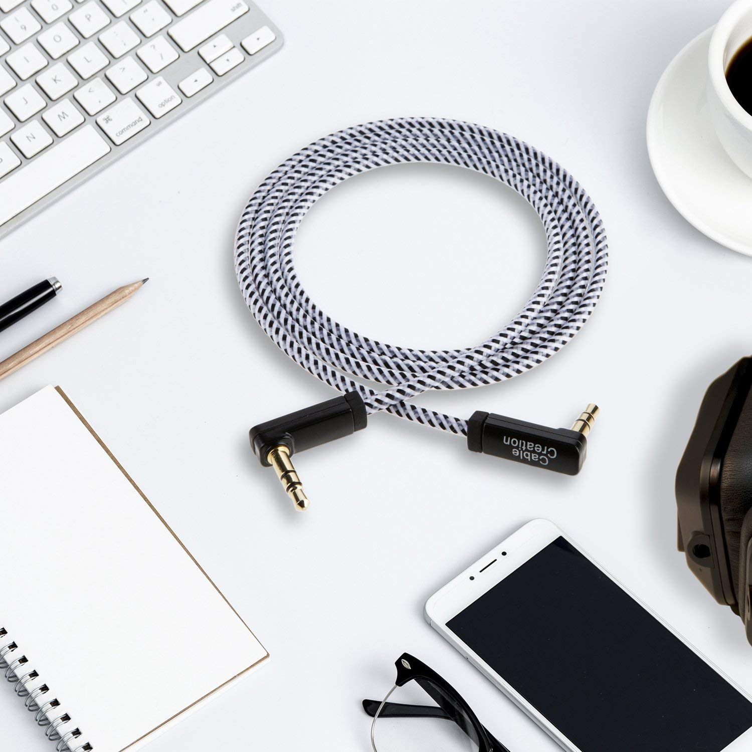 Foto 5 pulgar | Cable Auxiliar Cablecreation De 3,5 Mm Macho A Macho Y 0,9 M Con Oro De 24 Quilates - Venta Internacional.
