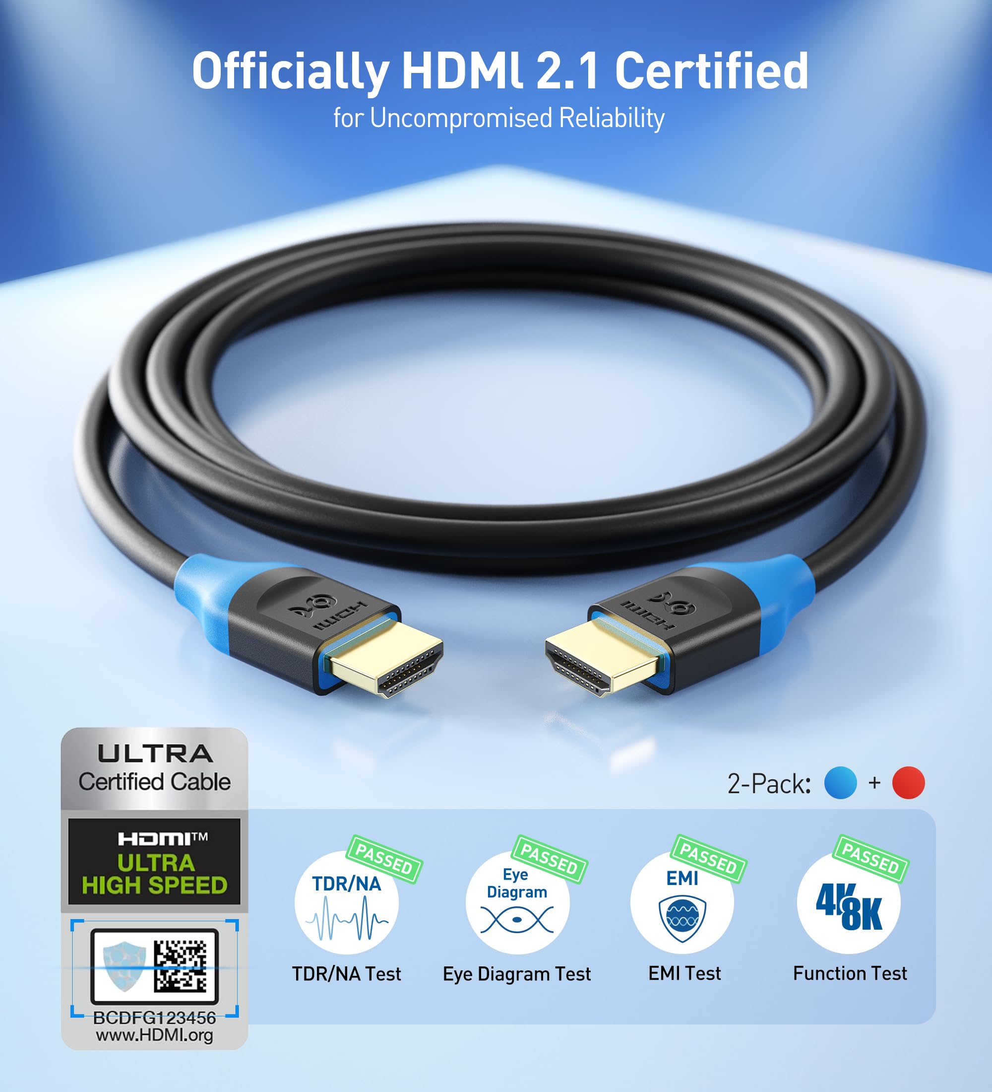 Foto 3 pulgar | Cable Matters [certificado Hdmi De Ultra Alta Velocidad] Paquete De 2 Cables Hdmi De 48 Gbps Y 8k De - Venta Internac