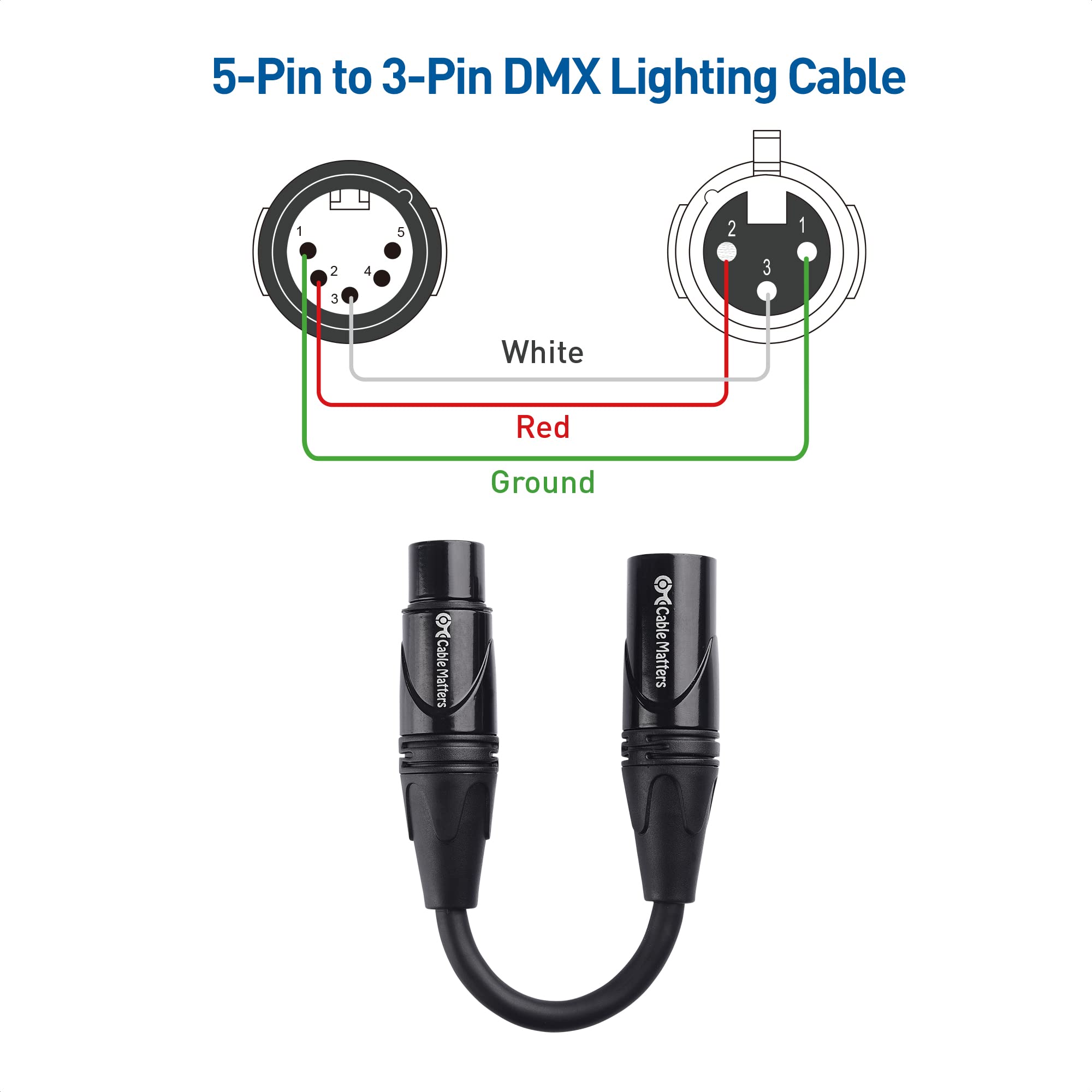 Foto 2 | Cable De Iluminación Dmx Matters De 5 Pines Macho A 3 Pines Hembra - Venta Internacional.