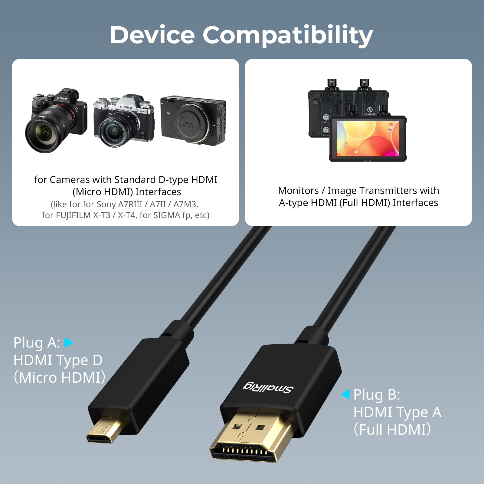 Foto 3 | Cable Hdmi D A A Smallrig Ultrafino De 100 Cm, 4k, 60 Hz, Hdr Hdmi - Venta Internacional.