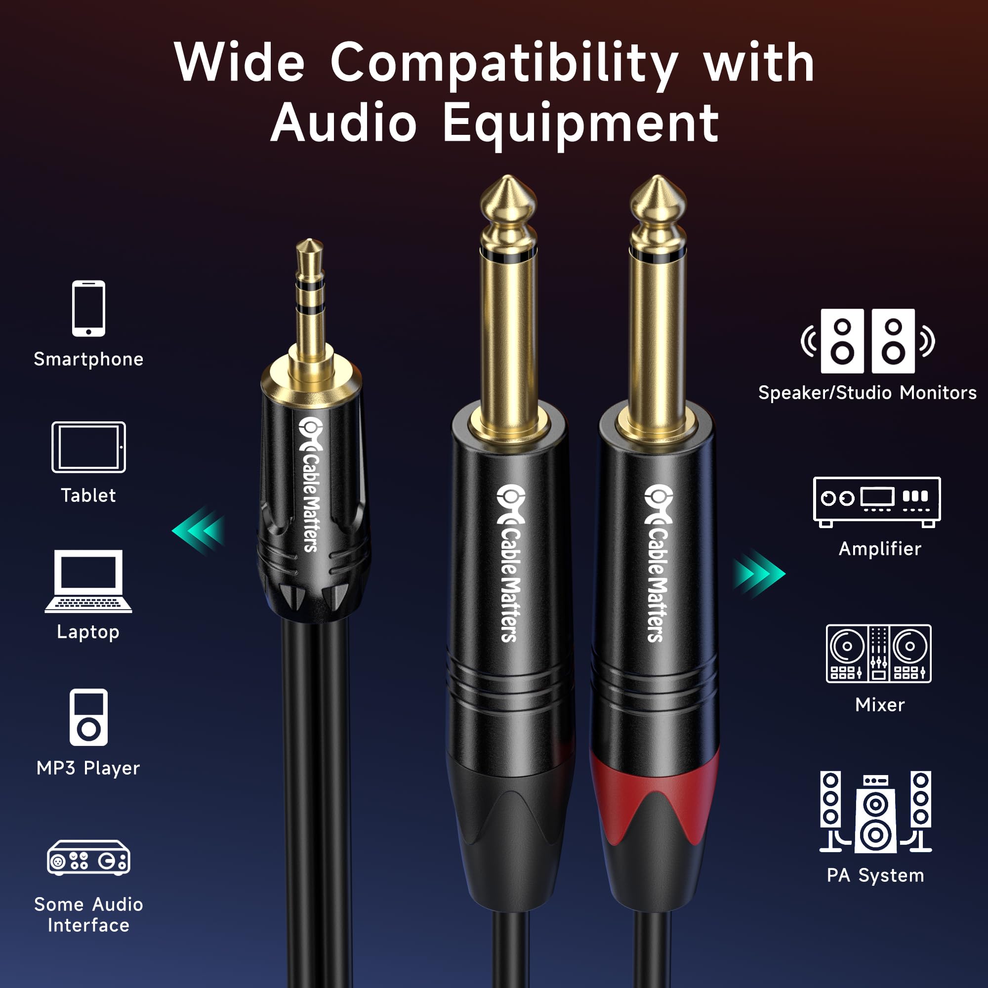 Foto 6 pulgar | Cable De Audio Matters: Cable Trs De 3,5 Mm A Ts Dual De 6,35 Mm, 3 M - Venta Internacional.