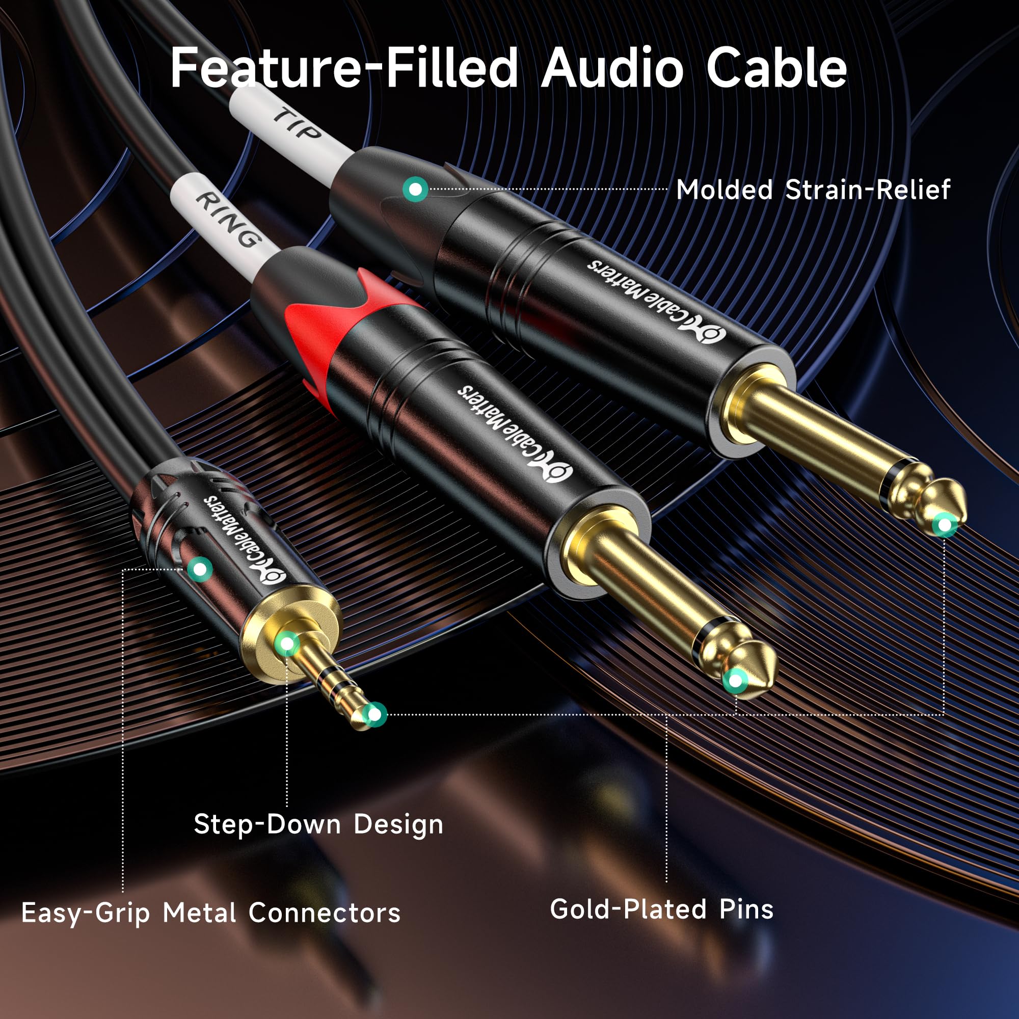 Foto 7 pulgar | Cable De Audio Matters: Cable Trs De 3,5 Mm A Ts Dual De 6,35 Mm, 3 M - Venta Internacional.