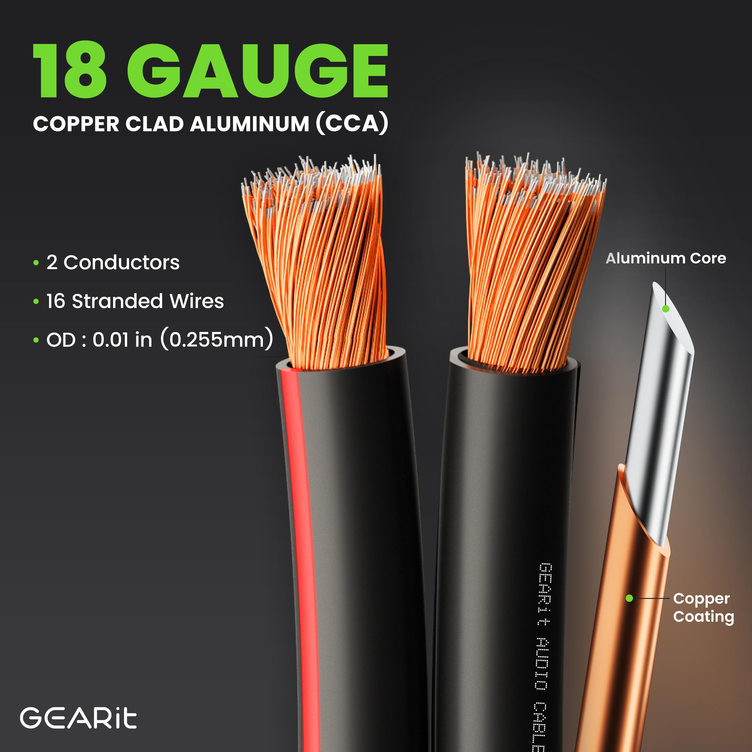 Foto 4 pulgar | Cable De Altavoz Gearit Pro Series, Calibre 18 Awg (30,48 M), Negro - Venta Internacional.