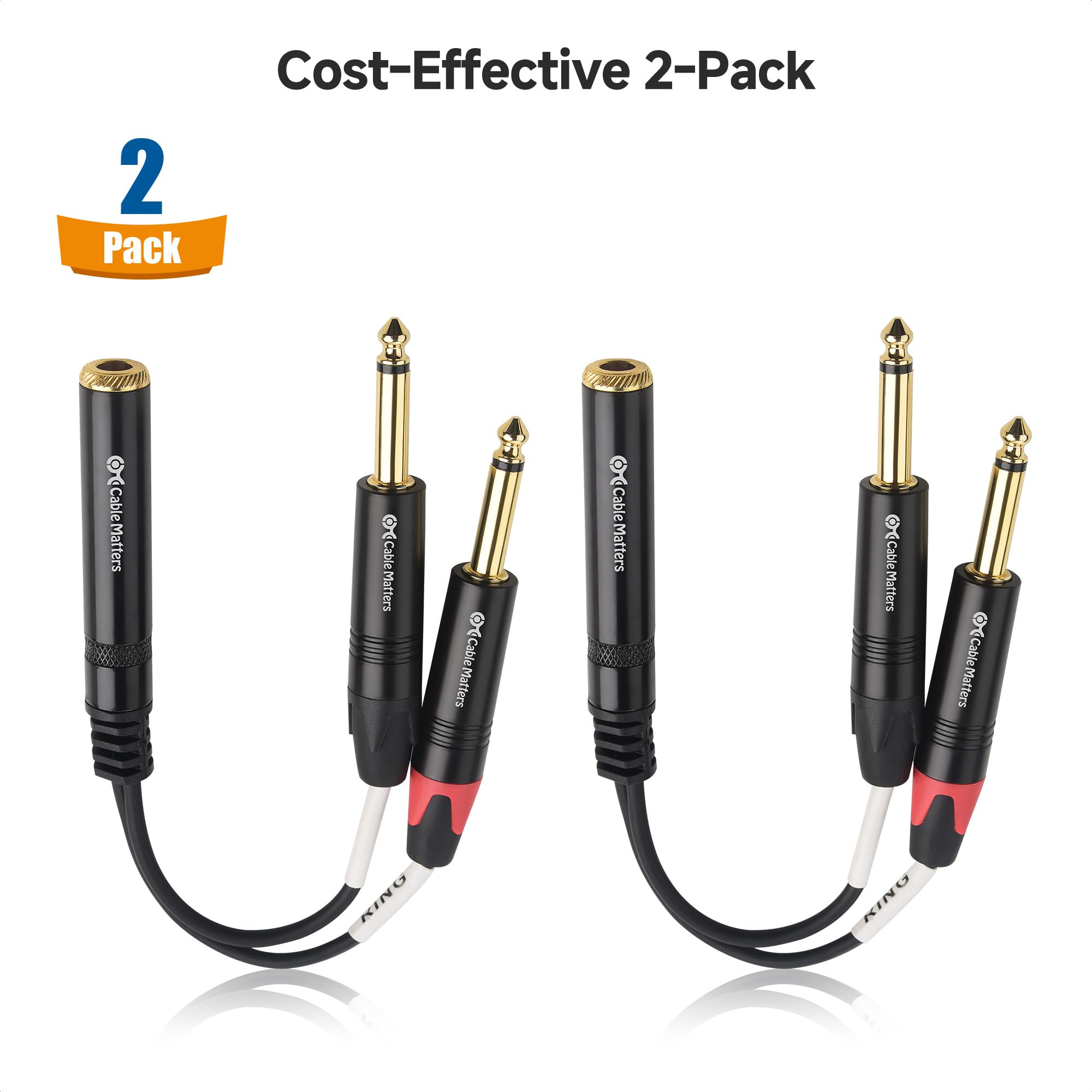 Foto 2 | Cable Divisor De Audio Cable Matters, Paquete De 2 Unidades, 1/4 Trs A Dual Ts - Venta Internacional.