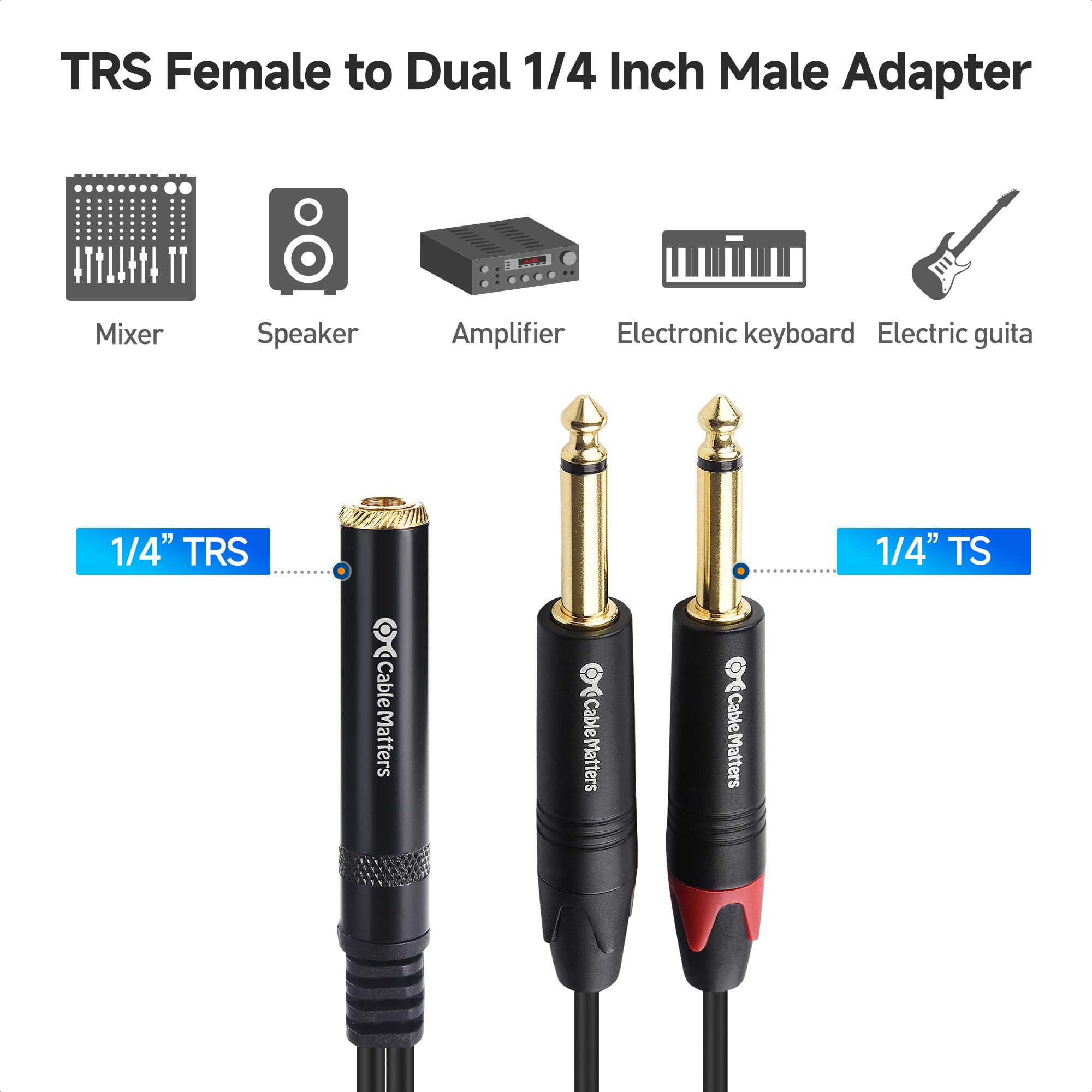 Foto 4 pulgar | Cable Divisor De Audio Cable Matters, Paquete De 2 Unidades, 1/4 Trs A Dual Ts - Venta Internacional.