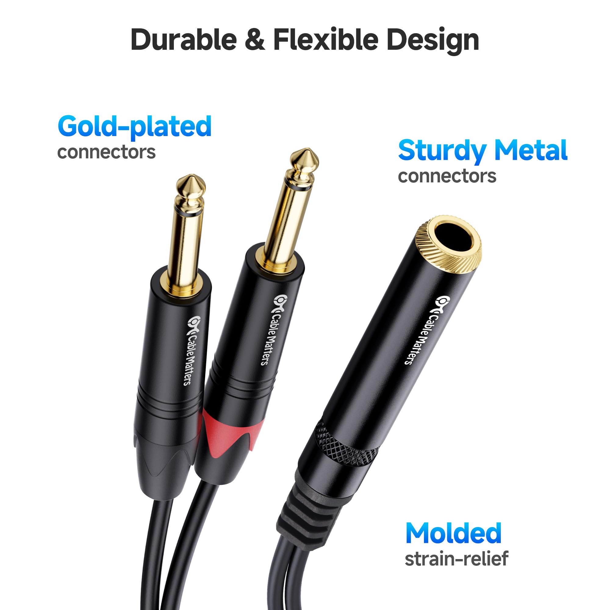 Foto 4 | Cable Divisor De Audio Cable Matters, Paquete De 2 Unidades, 1/4 Trs A Dual Ts - Venta Internacional.