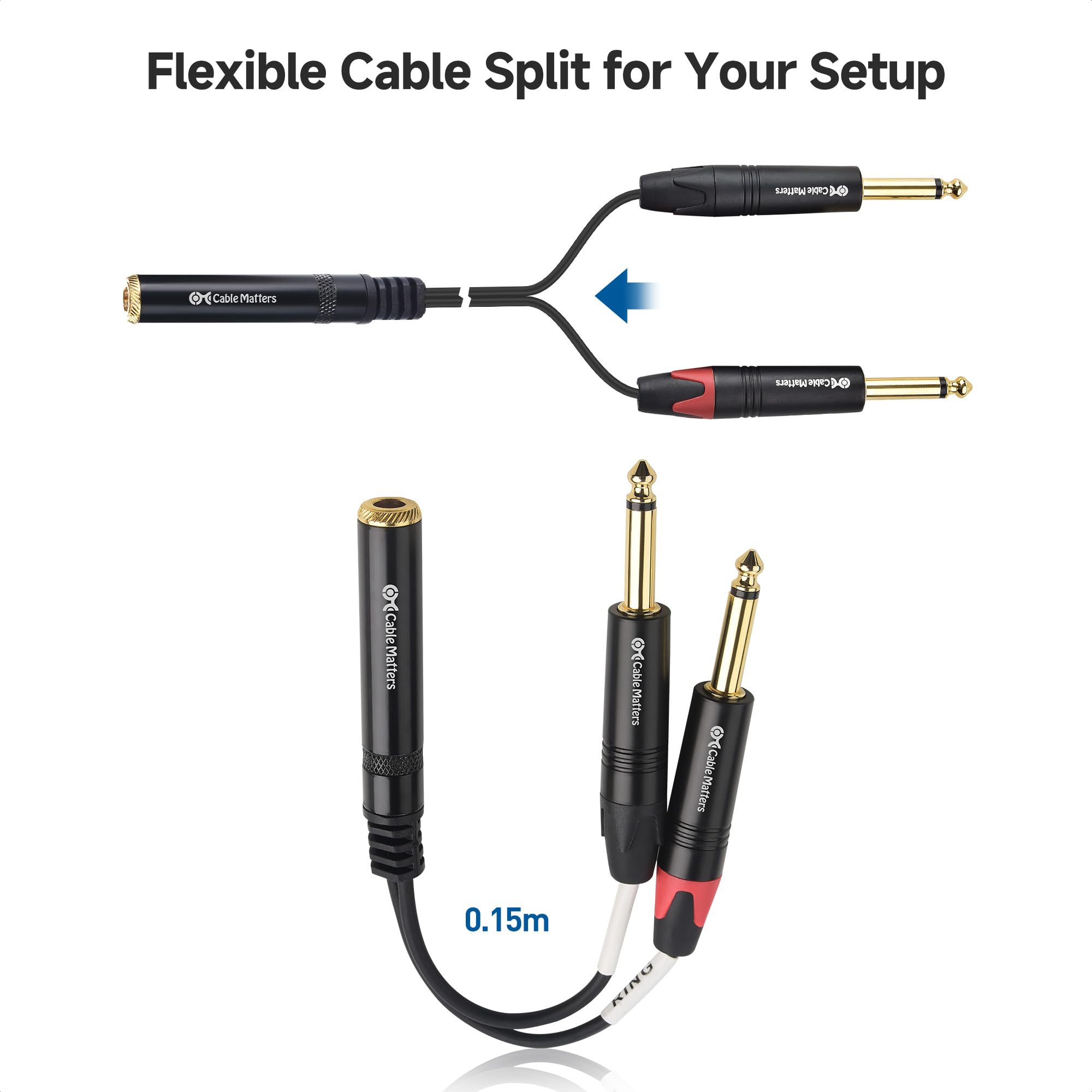 Foto 6 | Cable Divisor De Audio Cable Matters, Paquete De 2 Unidades, 1/4 Trs A Dual Ts - Venta Internacional.