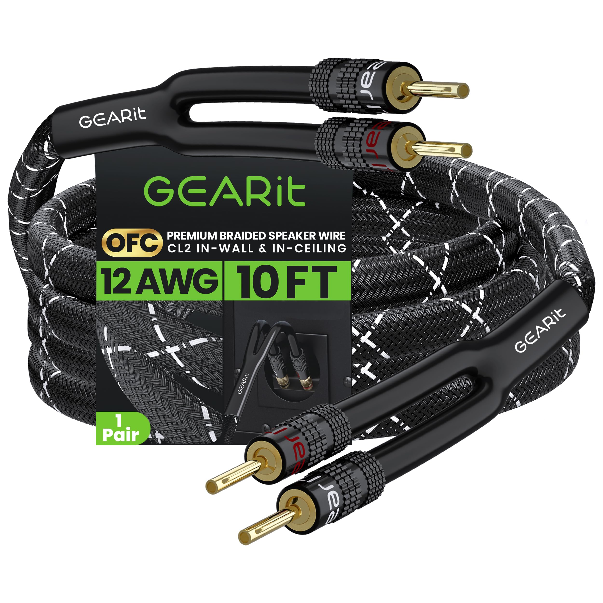 Foto 2 pulgar | Cable De Altavoz Gearit 12 Awg Con Punta Tipo Banana Chapada En Oro, 3 M - Venta Internacional.