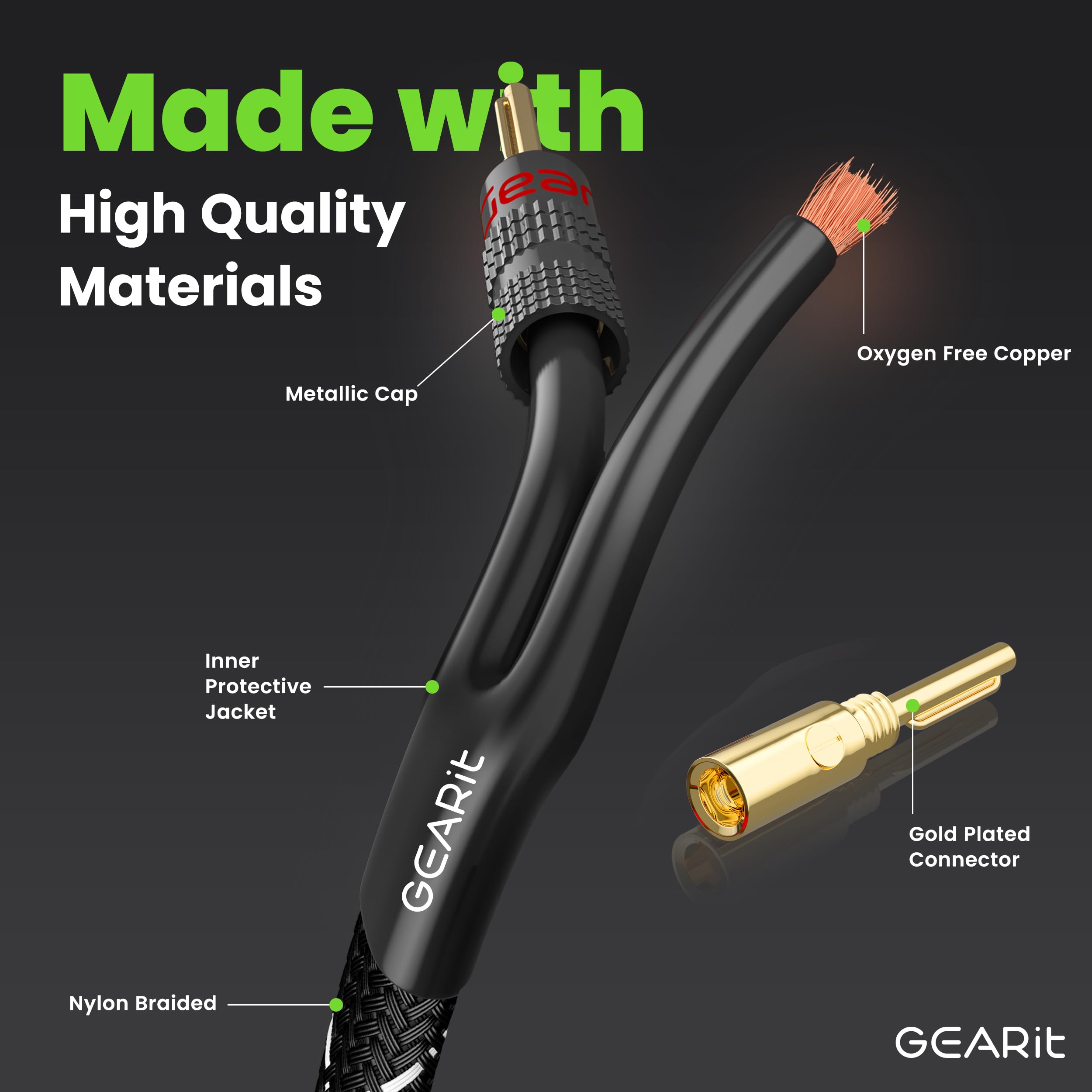 Foto 3 pulgar | Cable De Altavoz Gearit 12 Awg Con Punta Tipo Banana Chapada En Oro, 3 M - Venta Internacional.