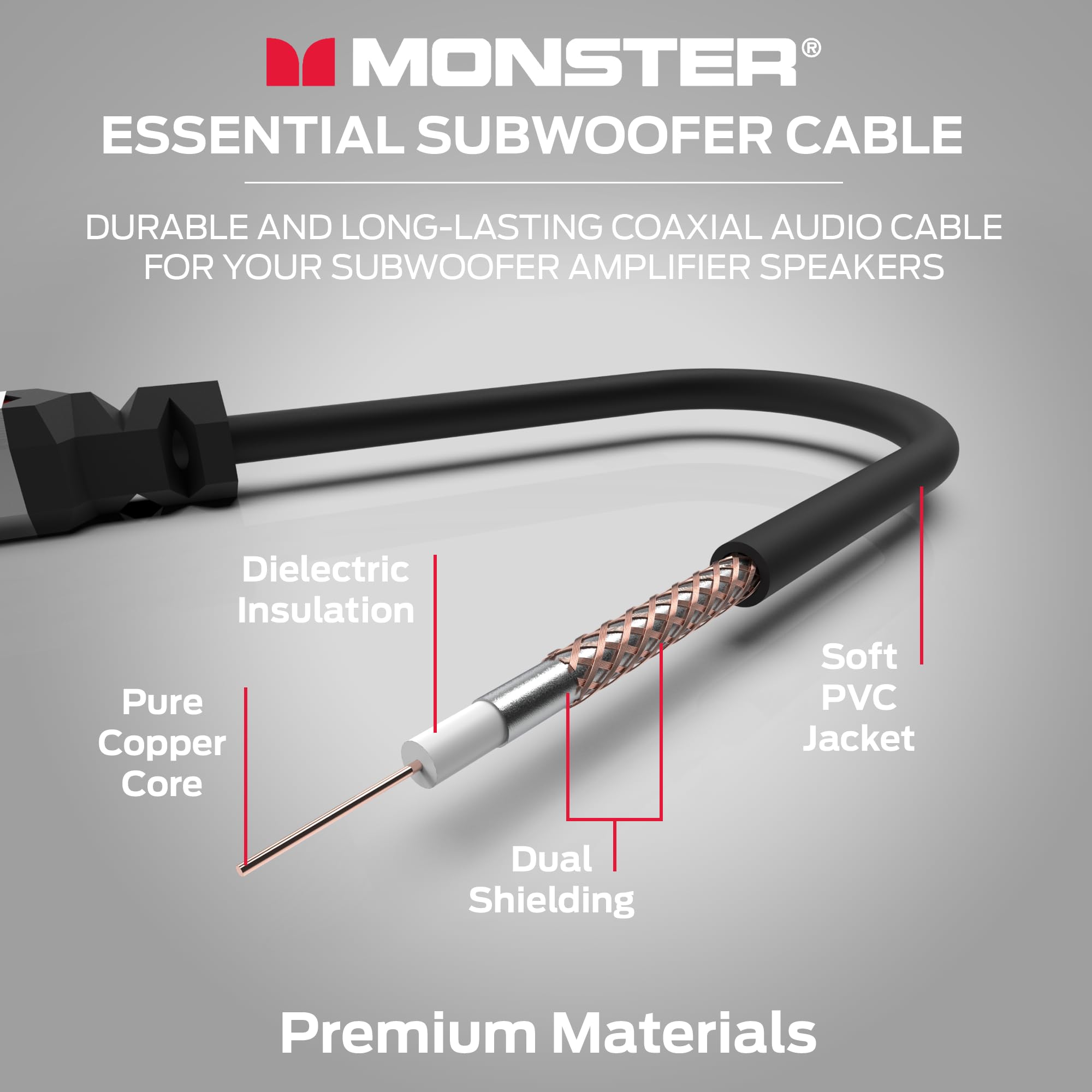 Foto 4 pulgar | Cable De Subwoofer Monster Essentials Premium Rca De 4 M Para Cine En Casa - Venta Internacional.