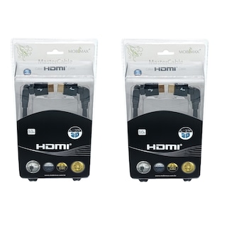 Foto 1 | Bipack 2 Cables Hdmi Mobimax Hdmo3m Negro 3 Metros Conectores Articulados
