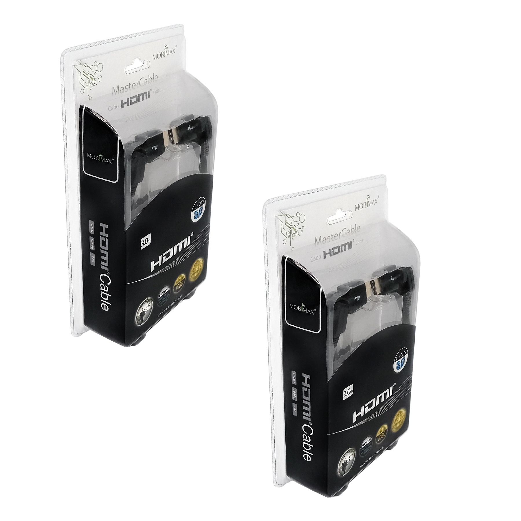 Foto 3 pulgar | Bipack 2 Cables Hdmi Mobimax Hdmo3m Negro 3 Metros Conectores Articulados