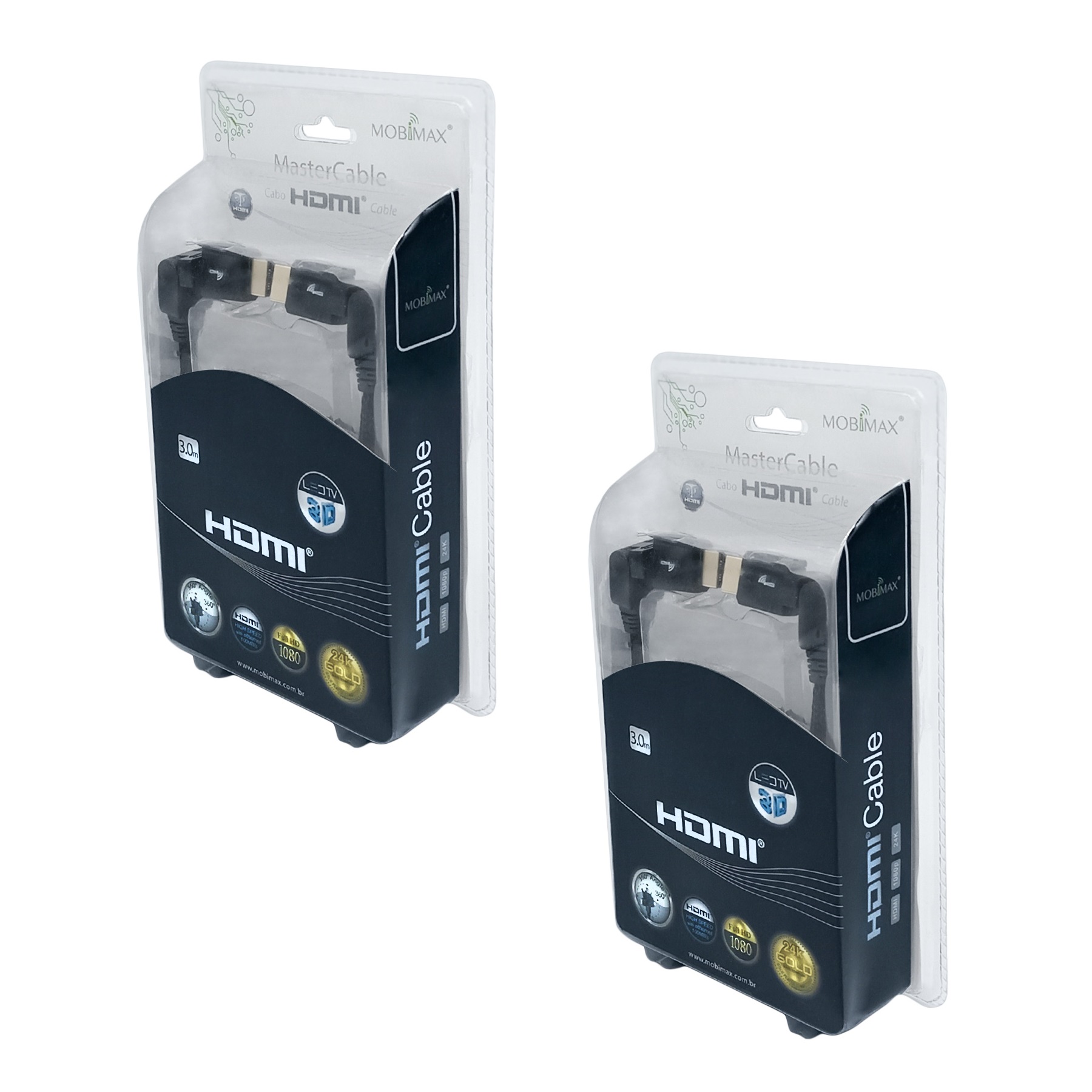 Foto 4 pulgar | Bipack 2 Cables Hdmi Mobimax Hdmo3m Negro 3 Metros Conectores Articulados