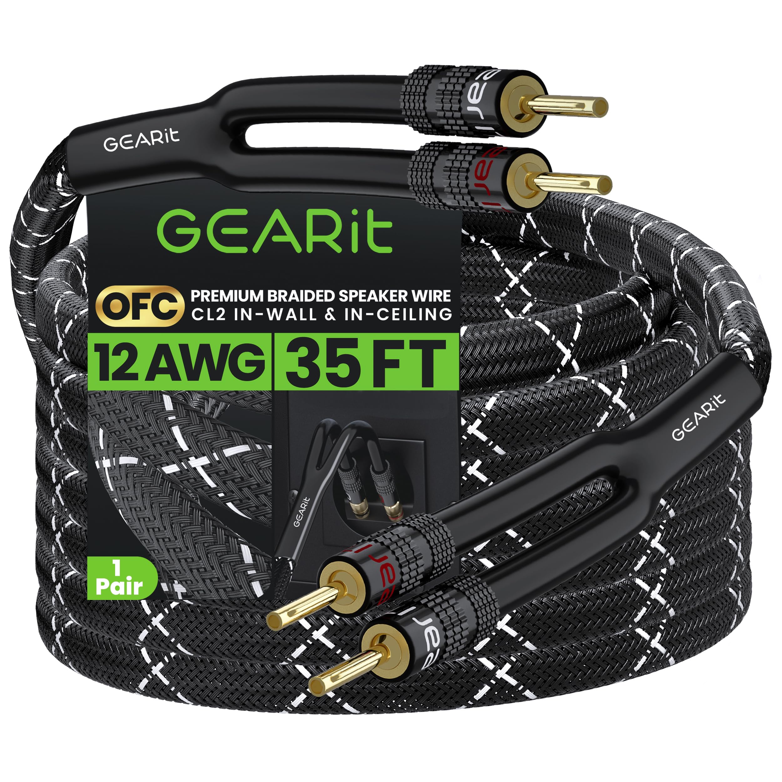 Foto 1 | Cable De Altavoz Gearit 12 Awg Con Punta Tipo Banana Chapada En Oro  10 M - Venta Internacional.