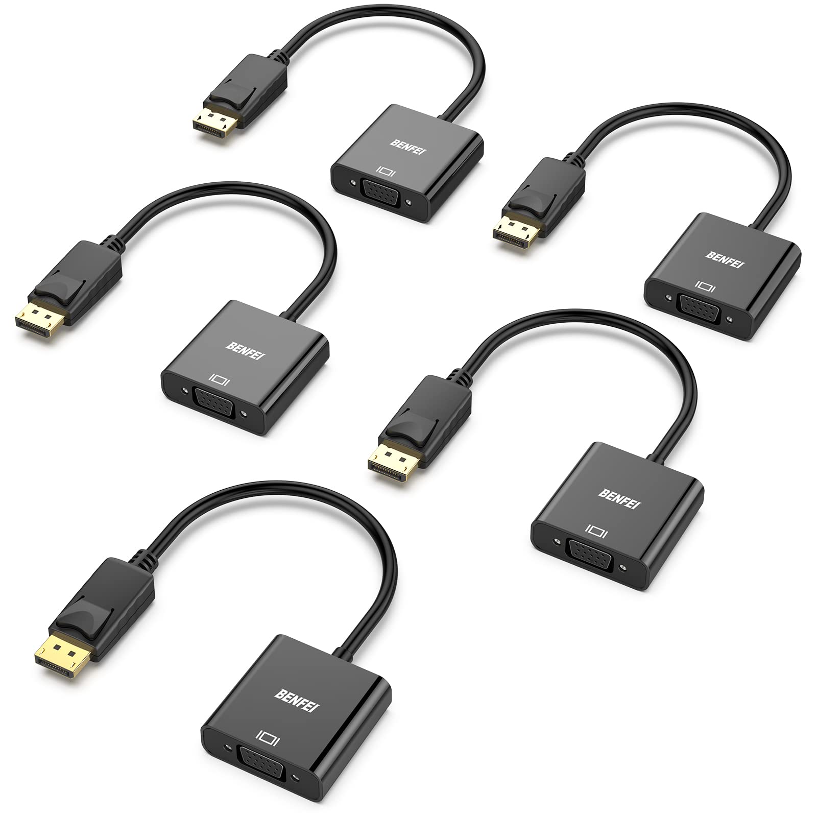 Foto 1 | Adaptador Displayport A Vga Benfei Chapado En Oro  Paquete De 5 - Venta Internacional.