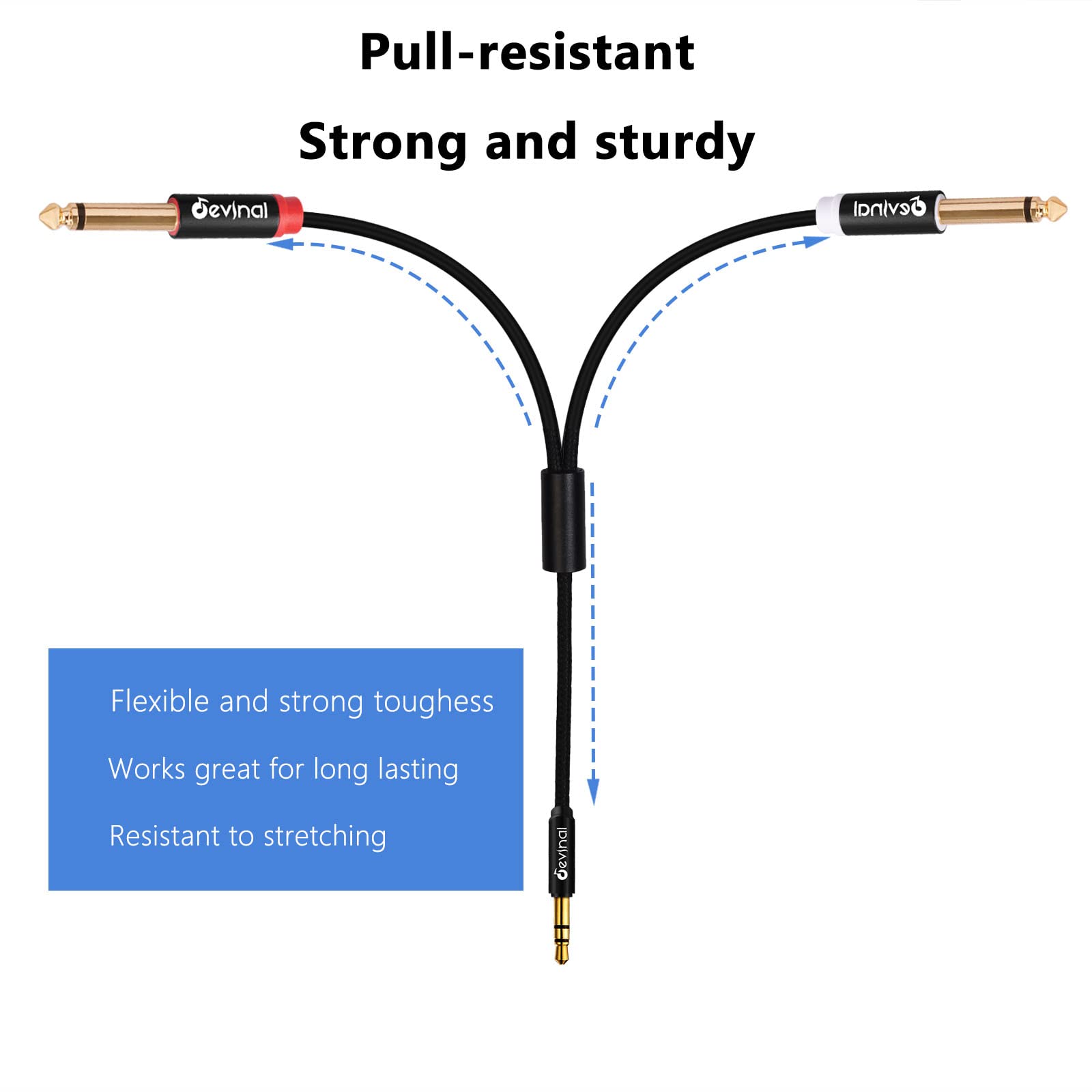 Foto 7 pulgar | Cable De Audio Devinal Trs De 3.5 Mm A Cable Ts Dual En Y De 6.35 Mm  6 Pies - Venta Internacional.
