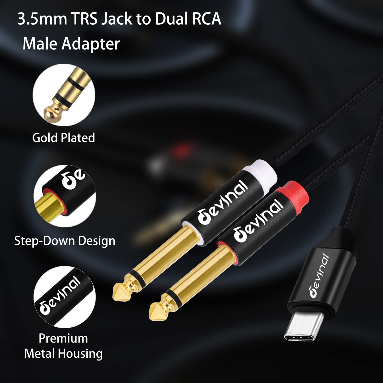 Foto 3 pulgar | Cable De Audio Usb C A 6 35 Mm Devinal Tipo C A Trs Dual De 6 35 Mm - Venta Internacional.